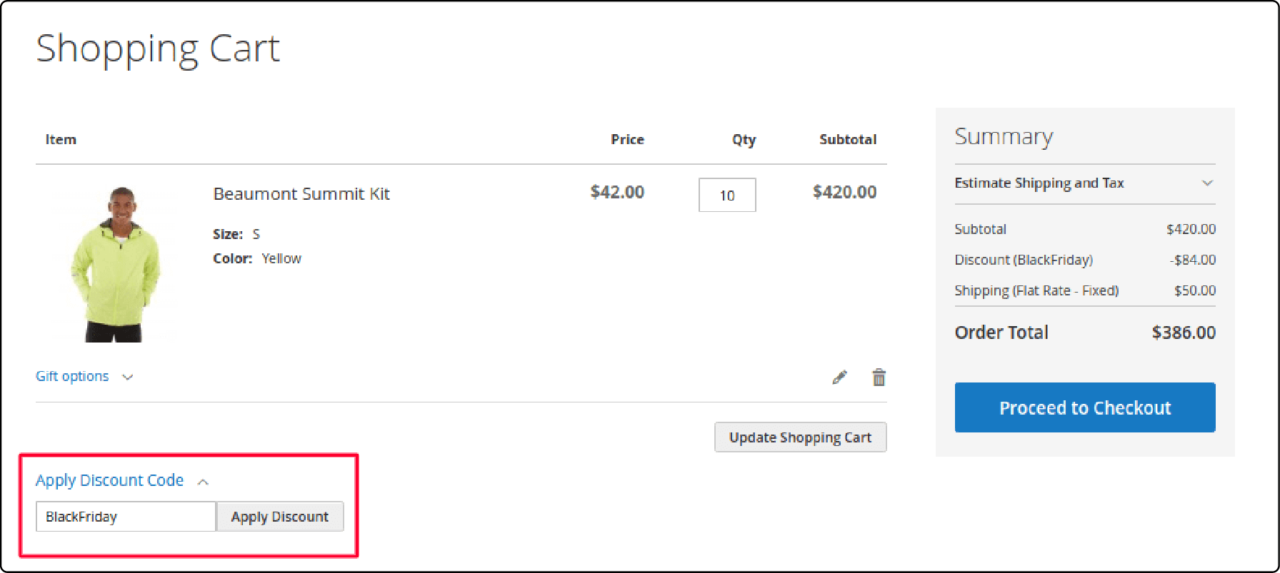 Managing shopping cart rules in Magento