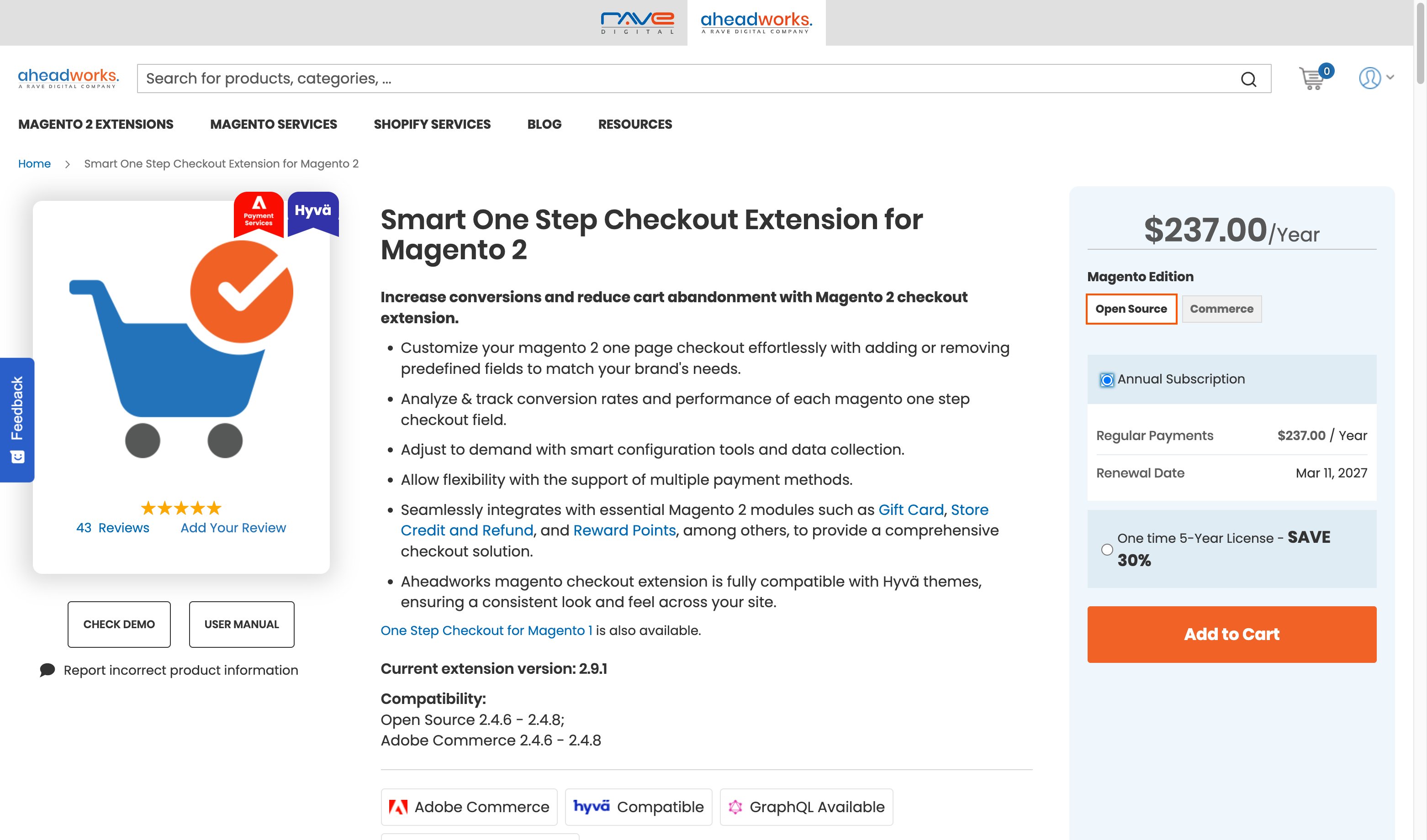Aheadworks Smart One Step Checkout for Magento 2