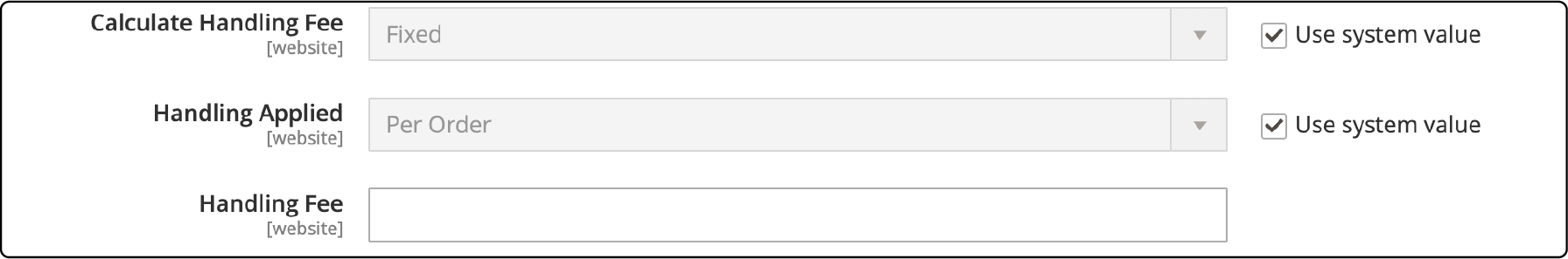 UPS Handling Fees Setup