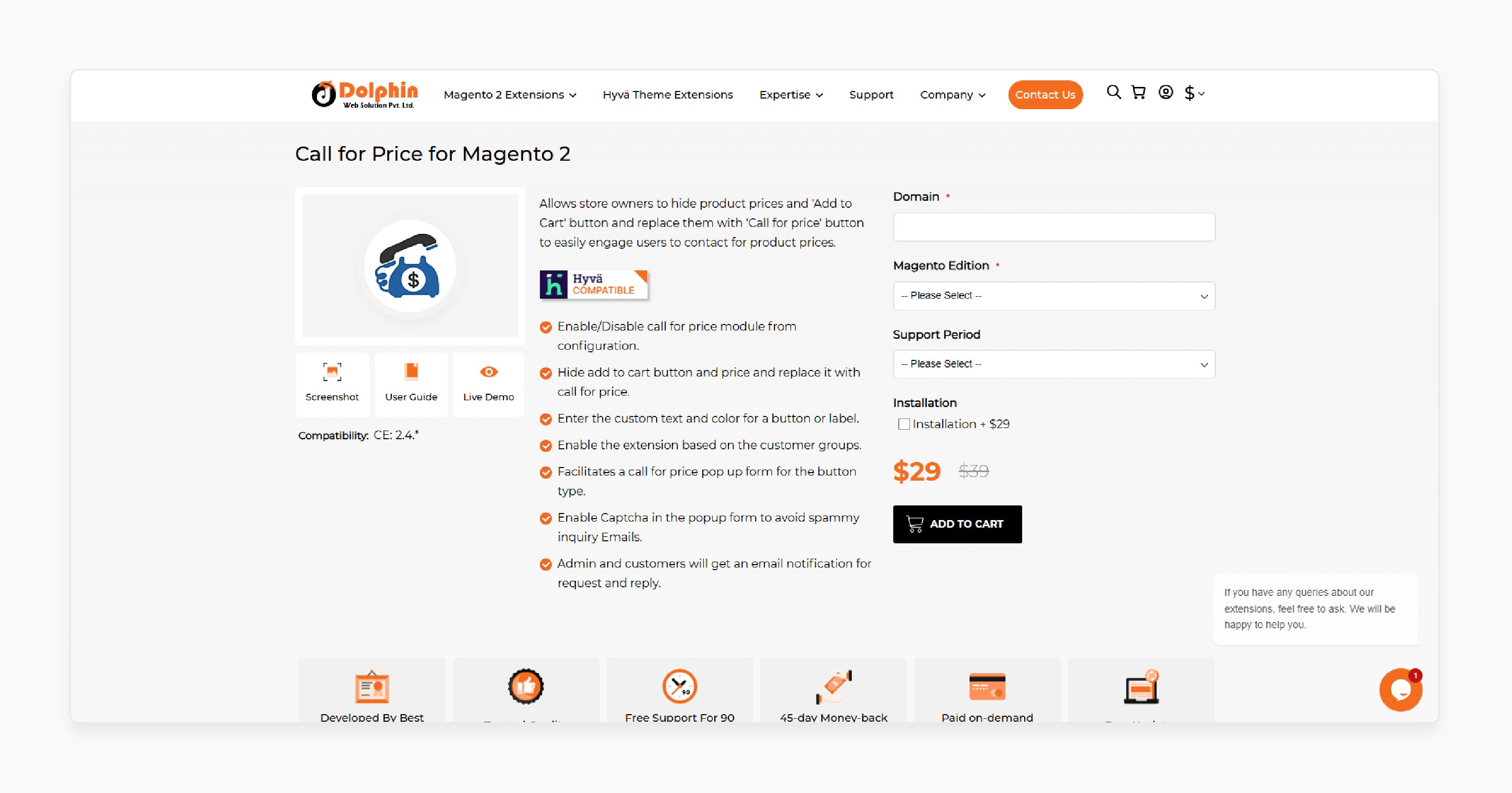 magento 2 call for price extension by dolphin web solution with email and captcha support