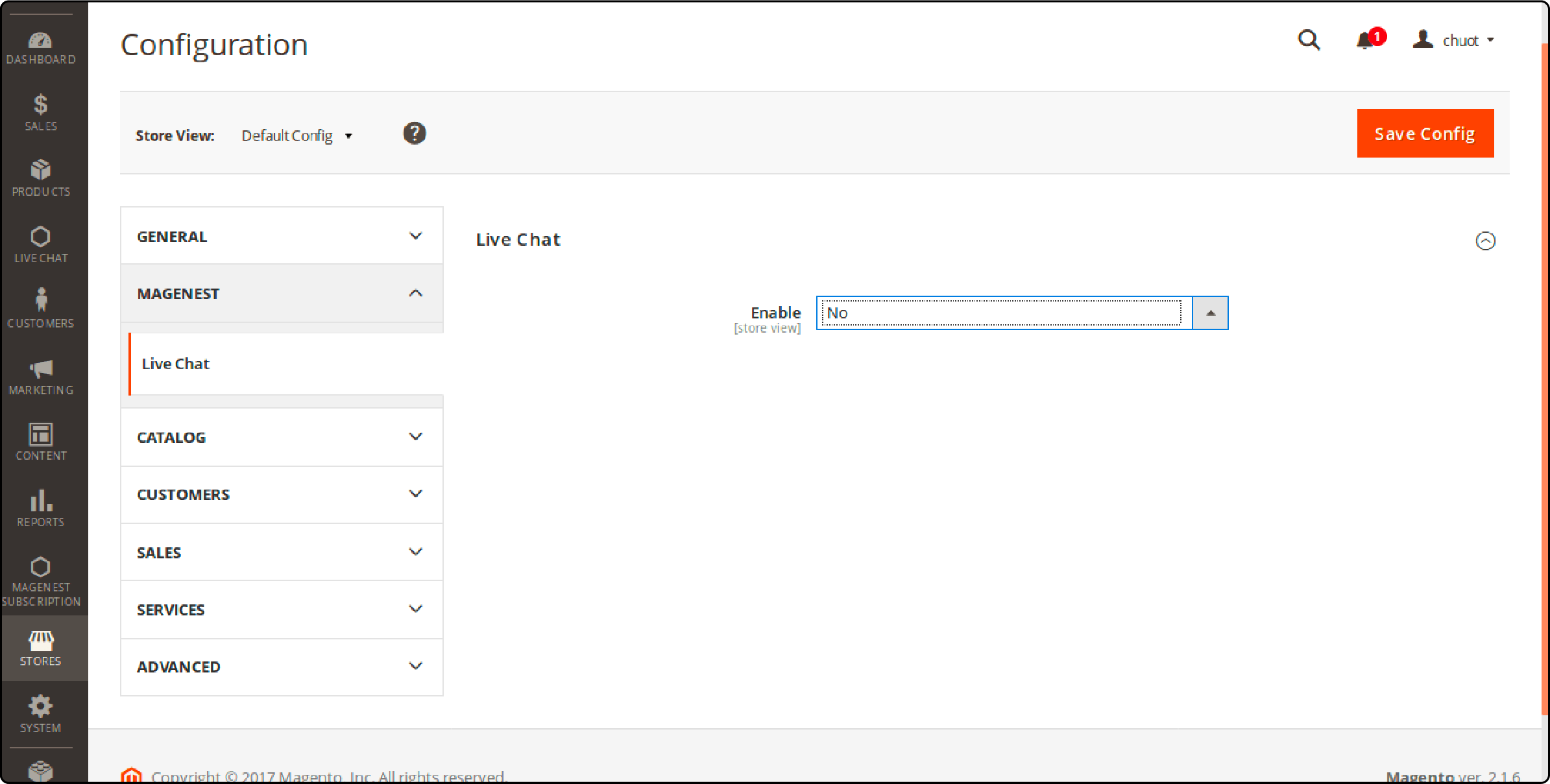 Magento Live Chat - Deactivate Live Chat Feature