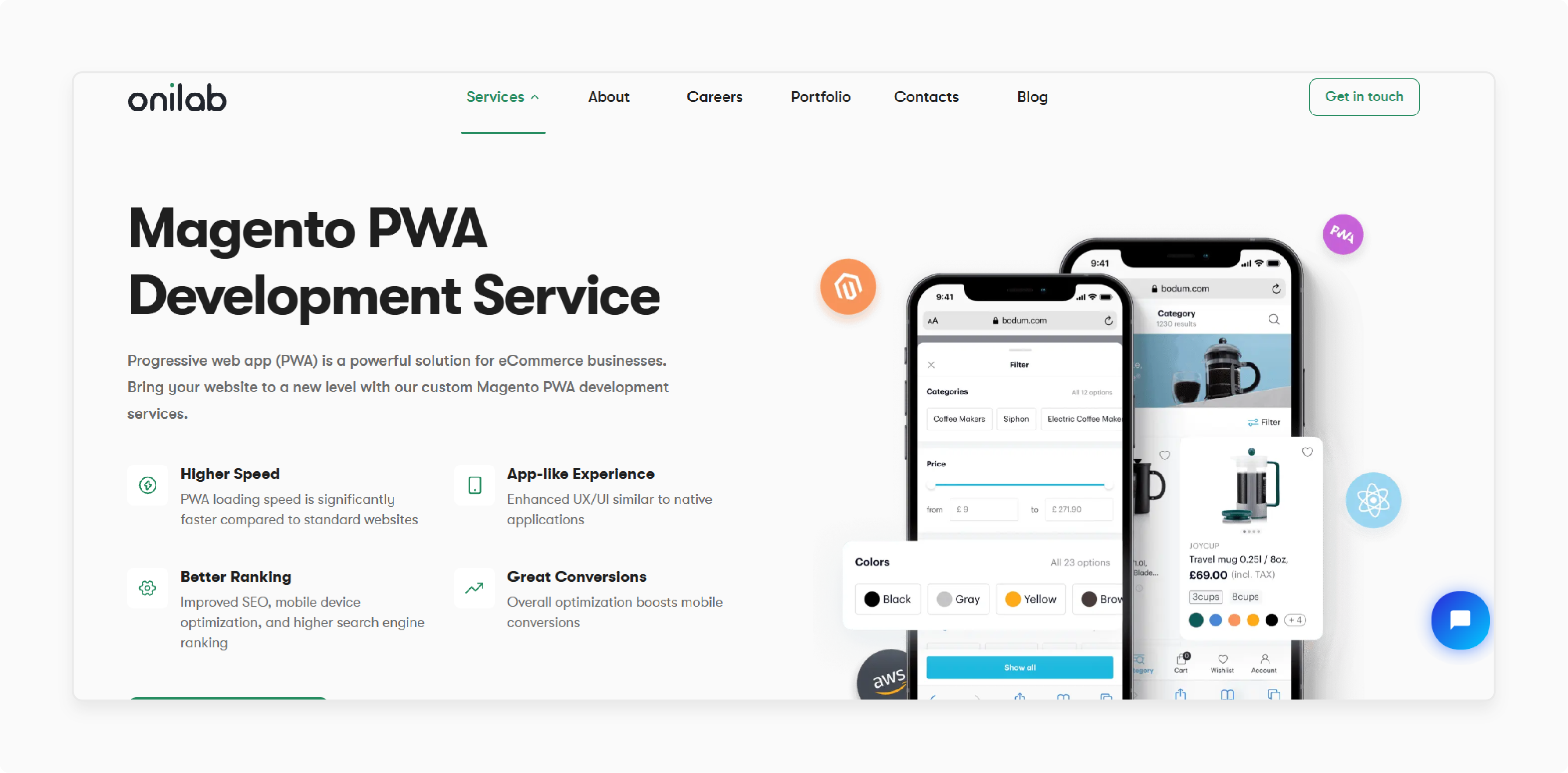 Onilab PWA theme with offline browsing