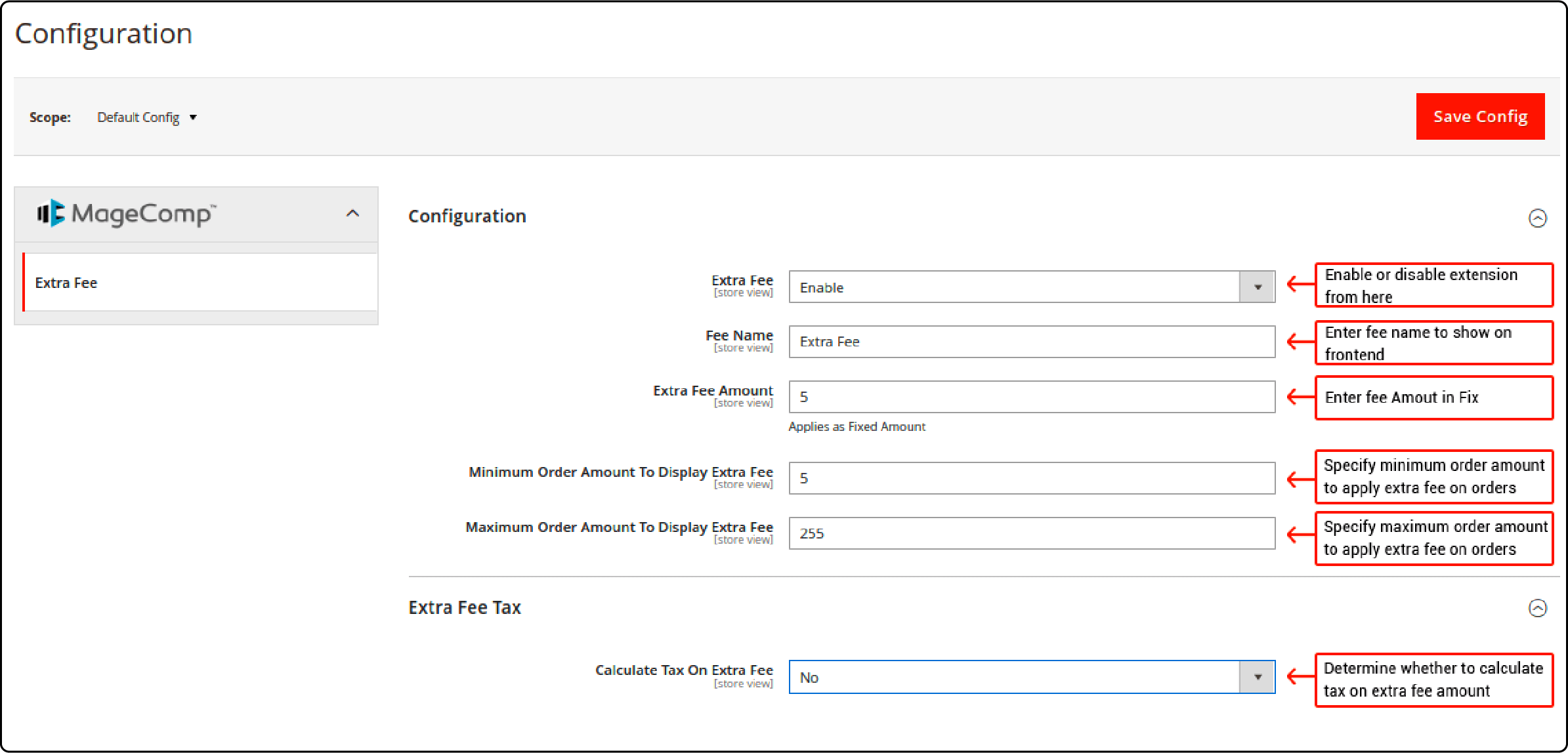 Magento Extra Fee Extension Configuration