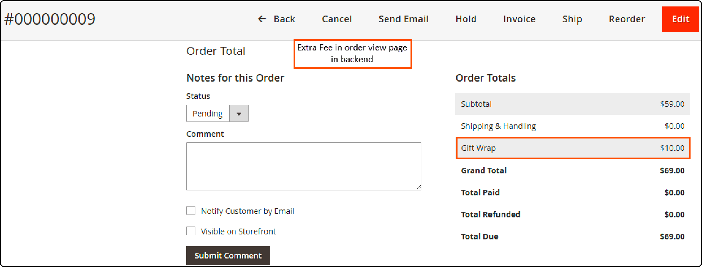Magento 2 Extra Fee Extension Backend Order View