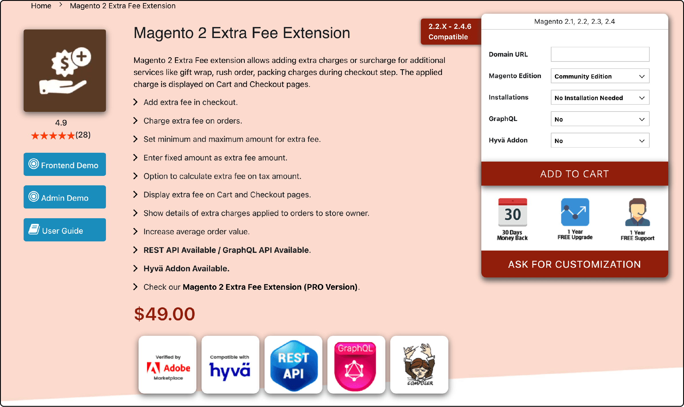MageComp Magento 2 Extra Fee Extension