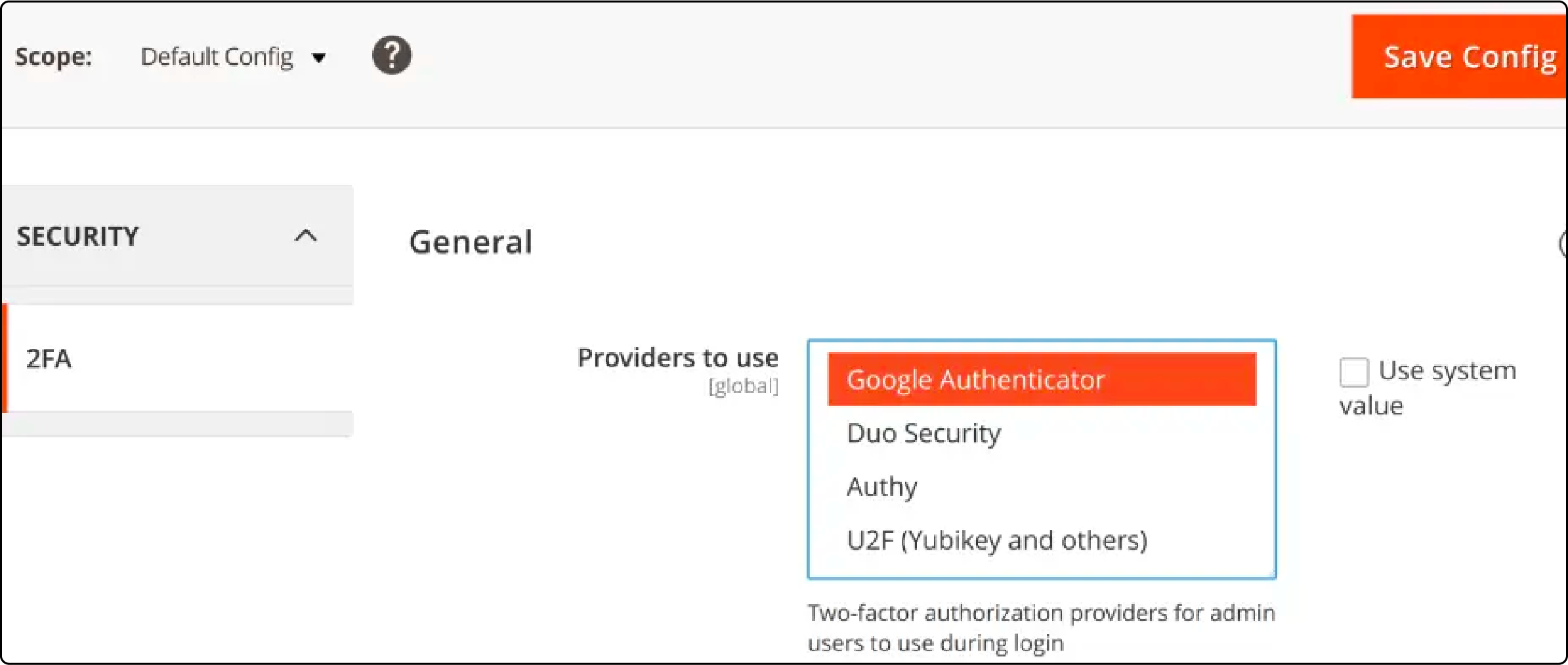 Magento Admin Panel 2FA