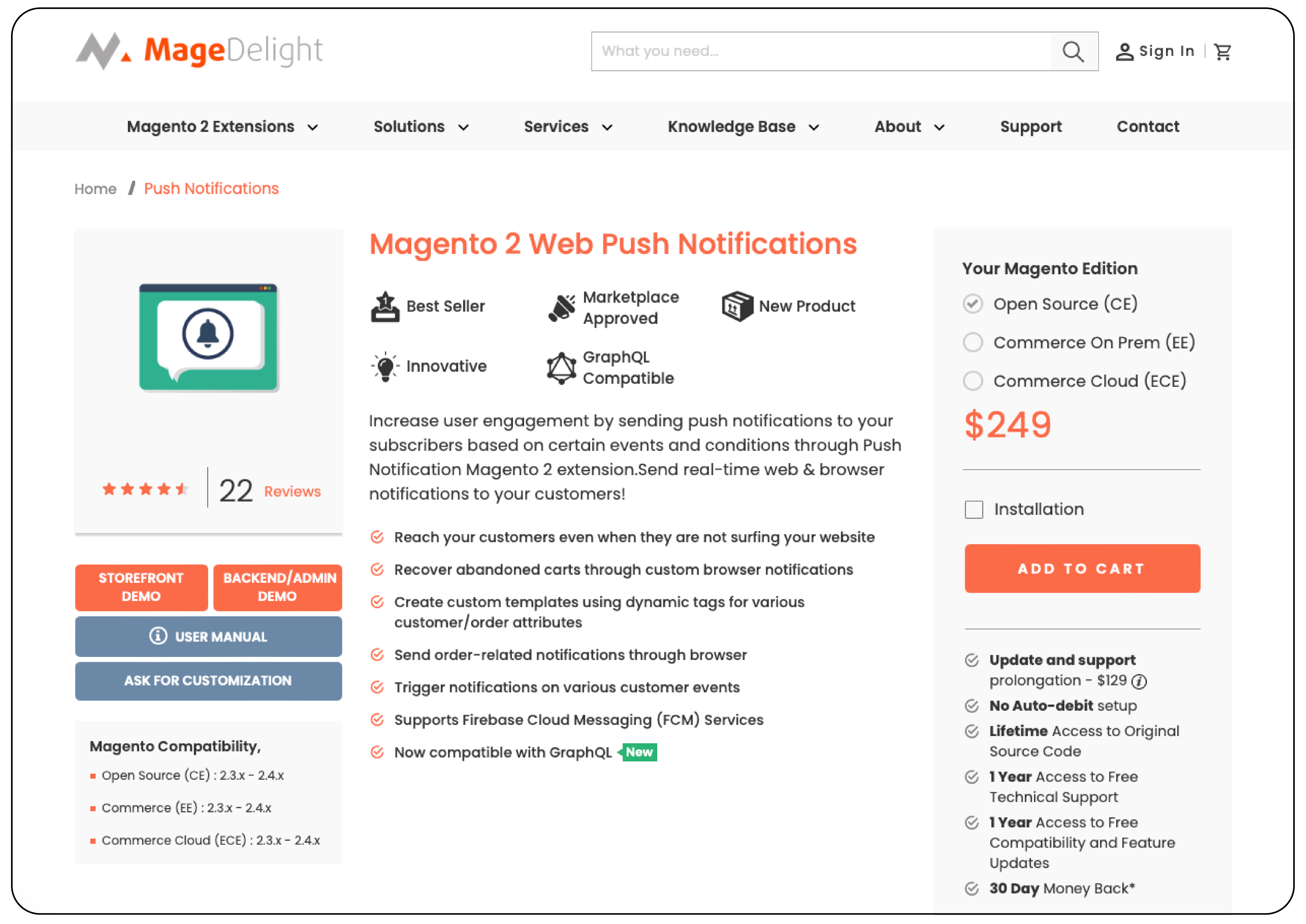 Magento Push Notifications MageDelight Extension