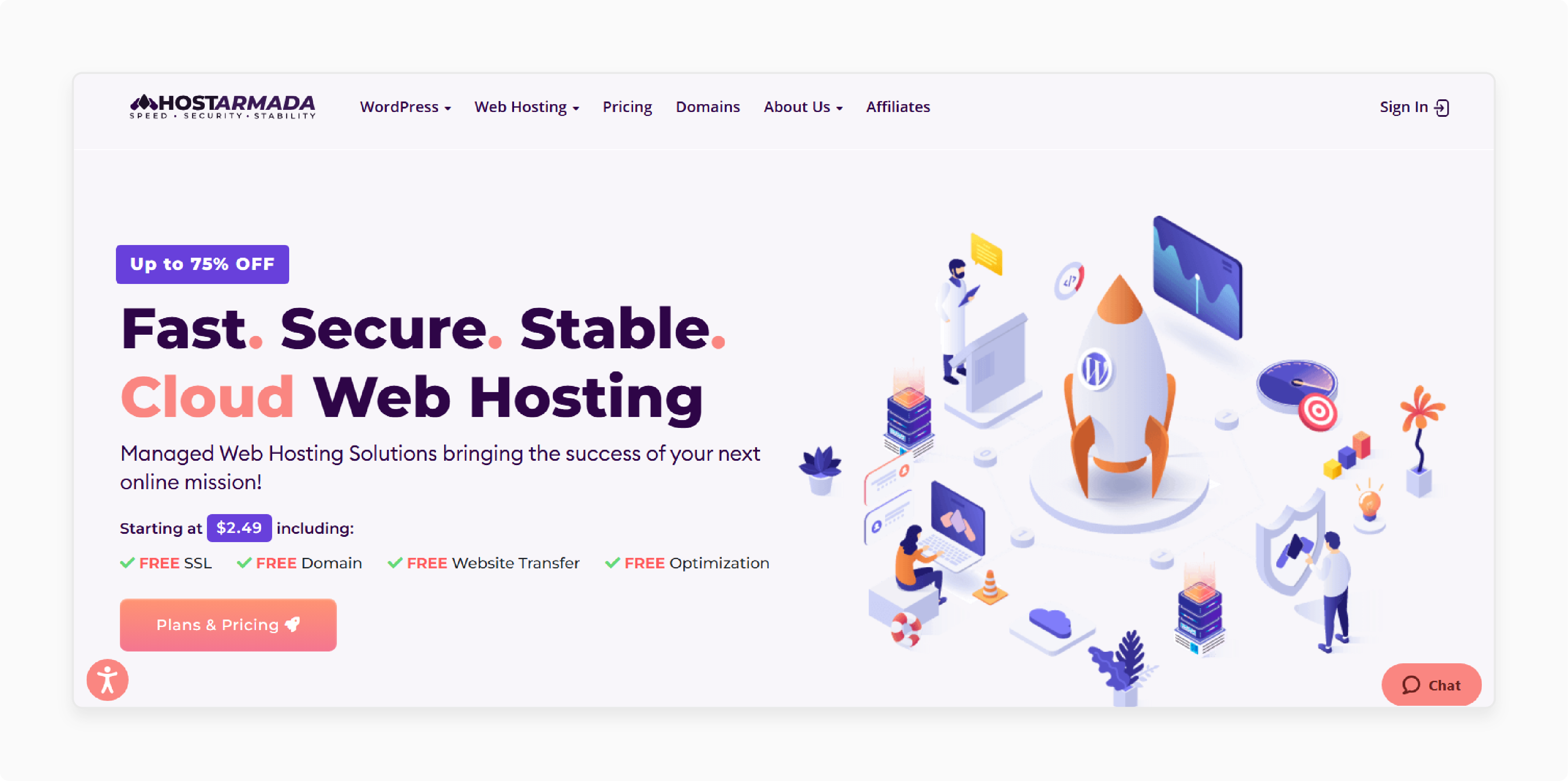 HostArmada hosting with stable server setup