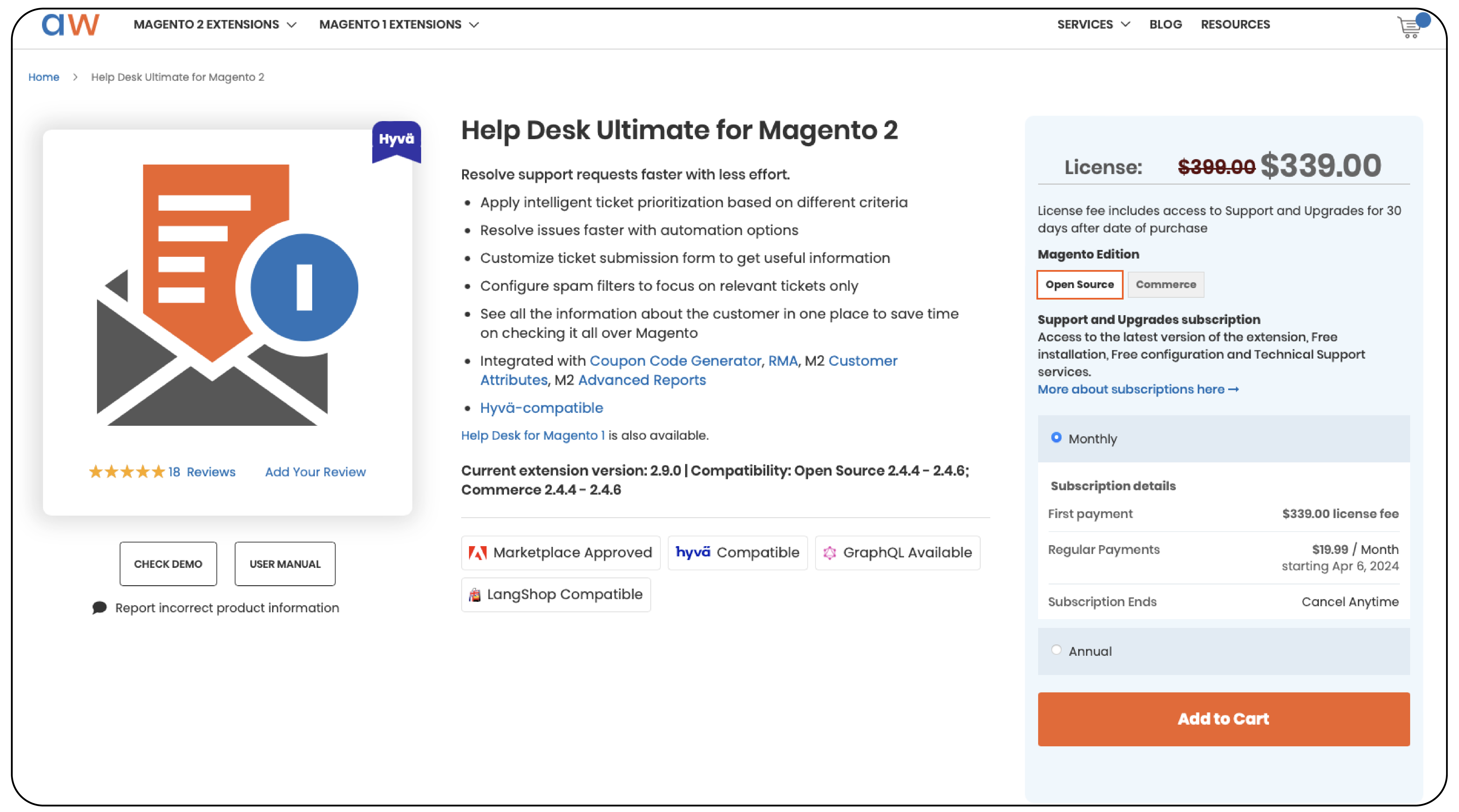 Help Desk Ultimate by Aheadworks for efficient customer support in Magento