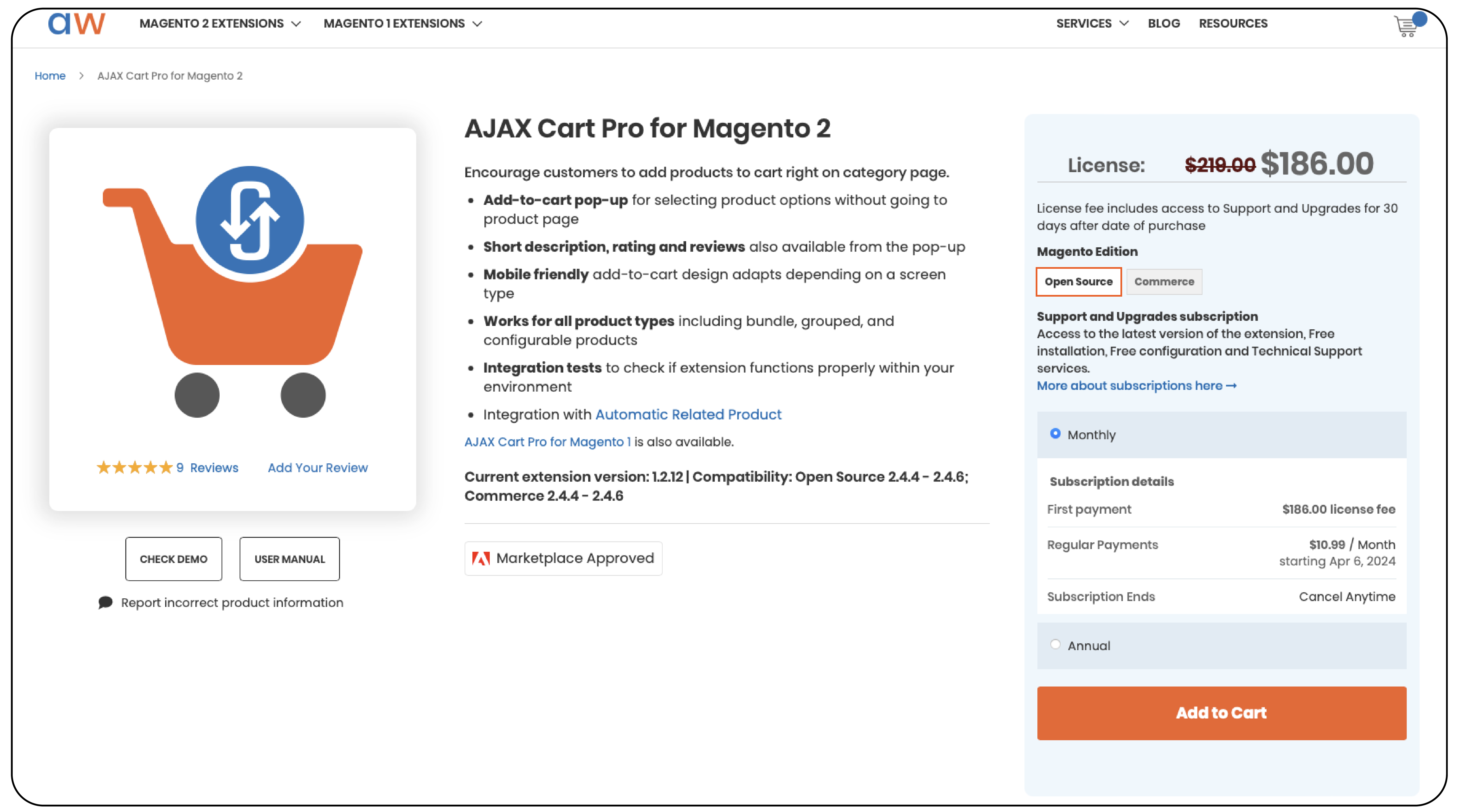 AJAX Cart Pro by Aheadworks for smoother shopping experience in Magento stores