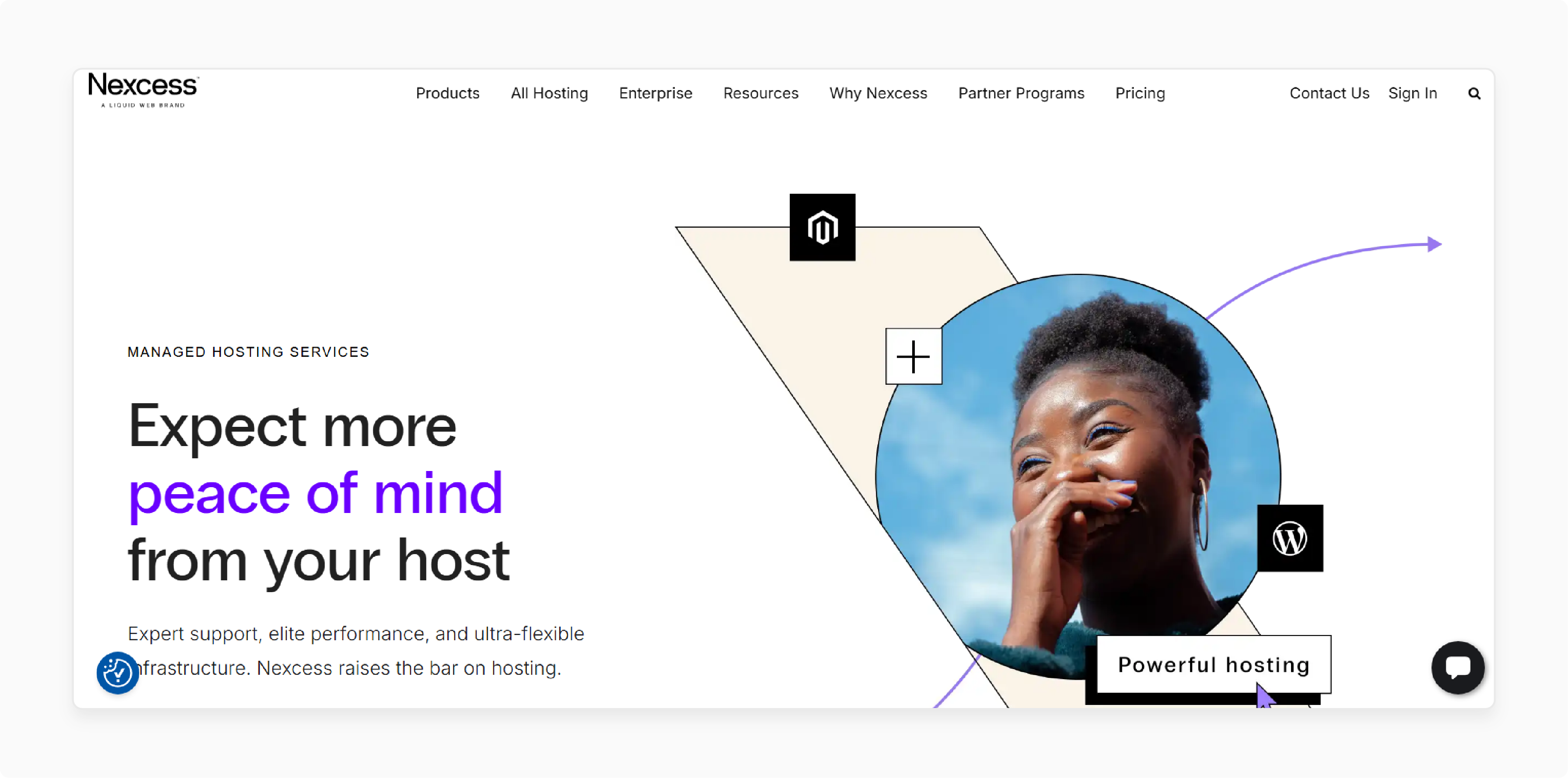 Nexcess homepage with a focus on specialized Magento hosting solutions