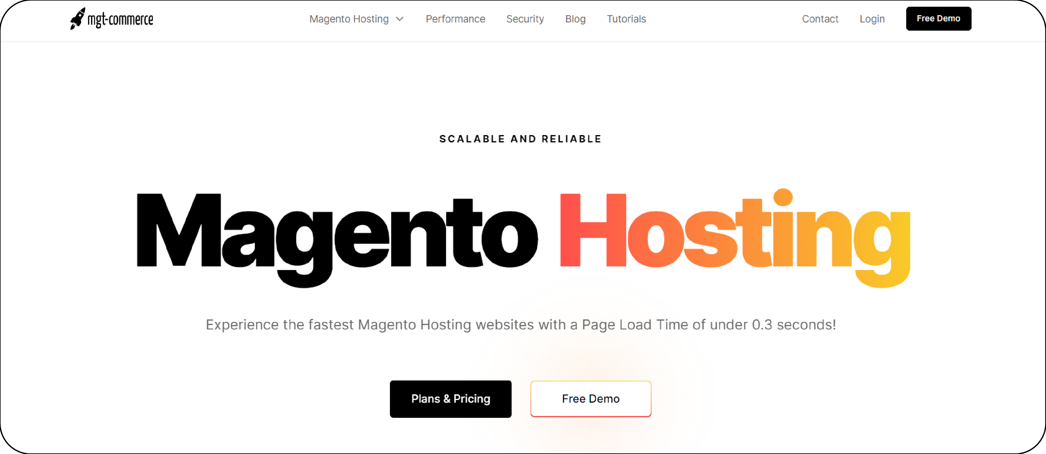 MGT Commerce hosting solution showcasing its features for Magento 2 stores
