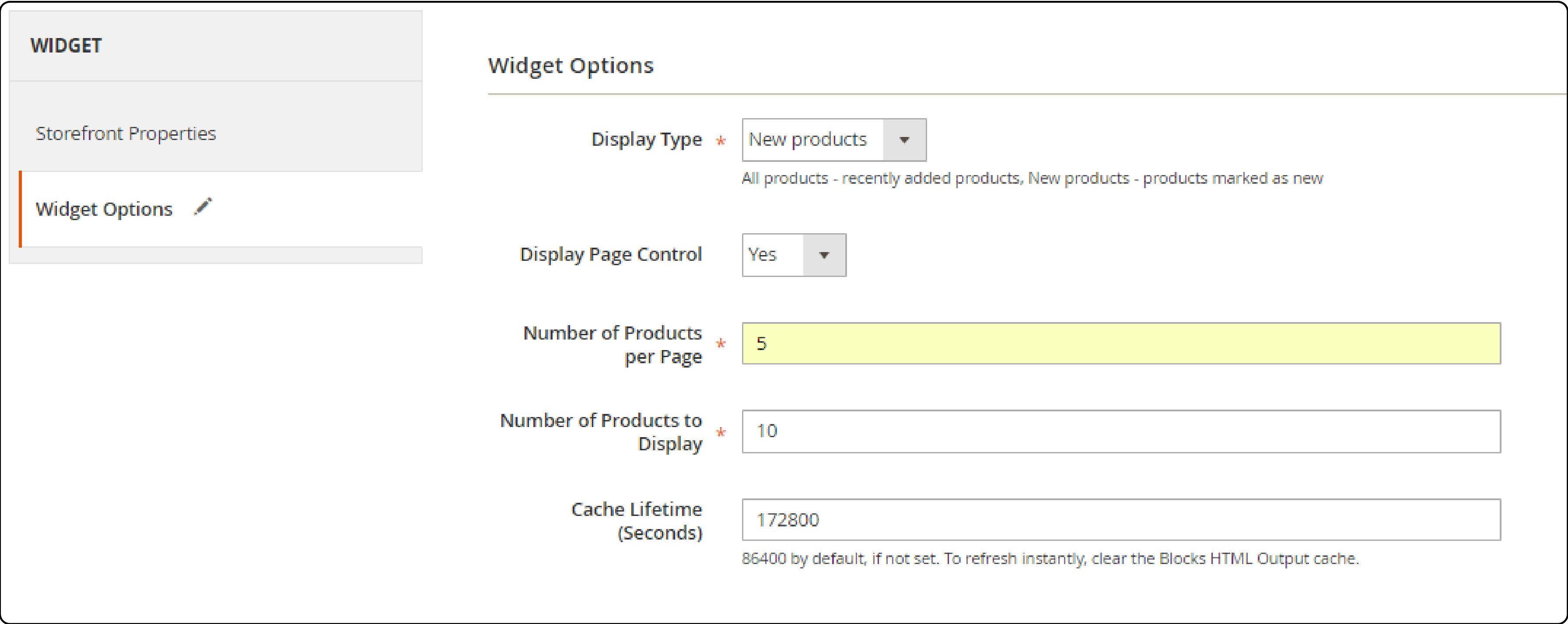 Customizing display options for Magento 2's New Products List Widget to match store design