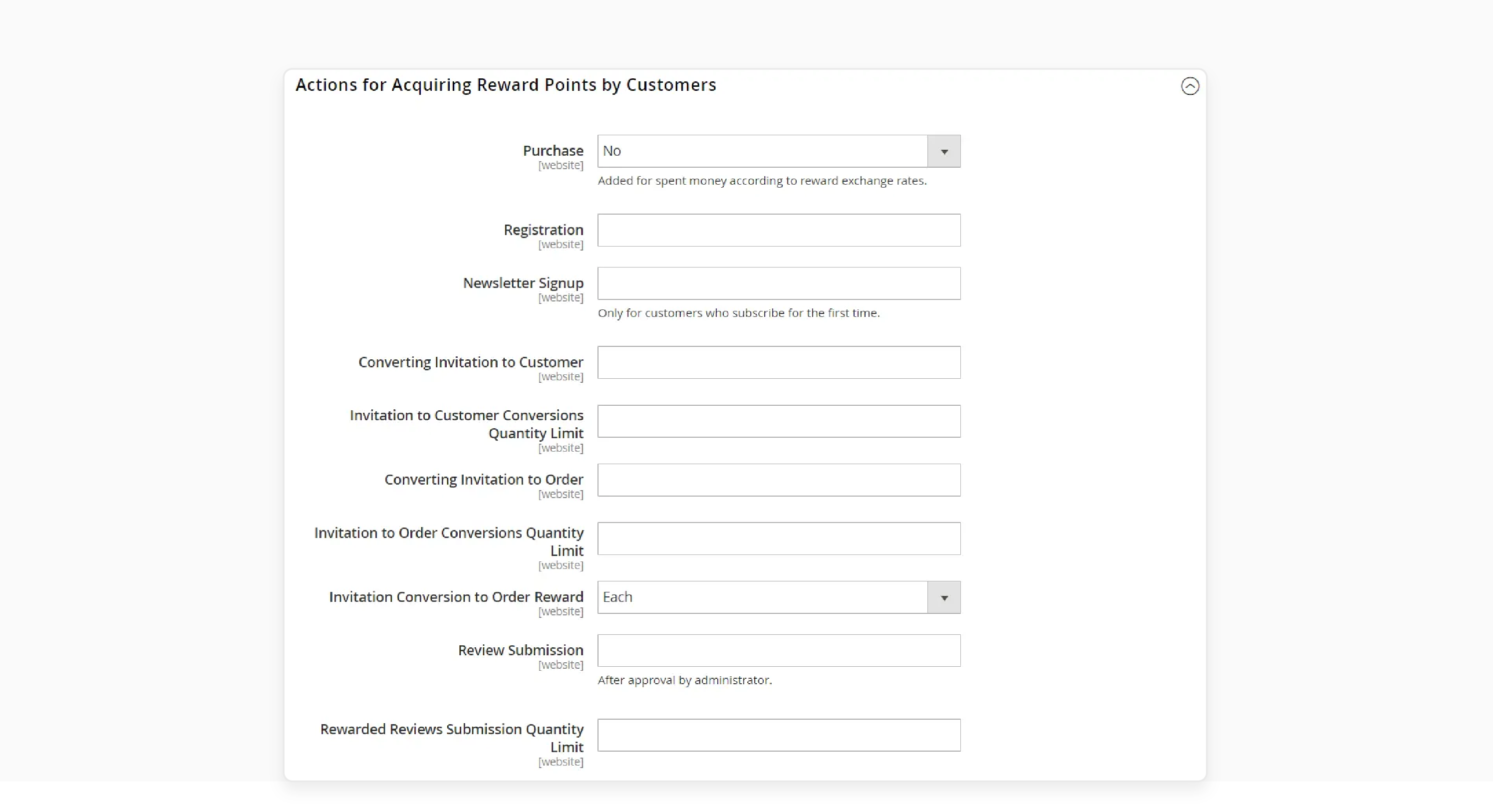 reward point rules in magento for purchases, registrations, referrals, and reviews