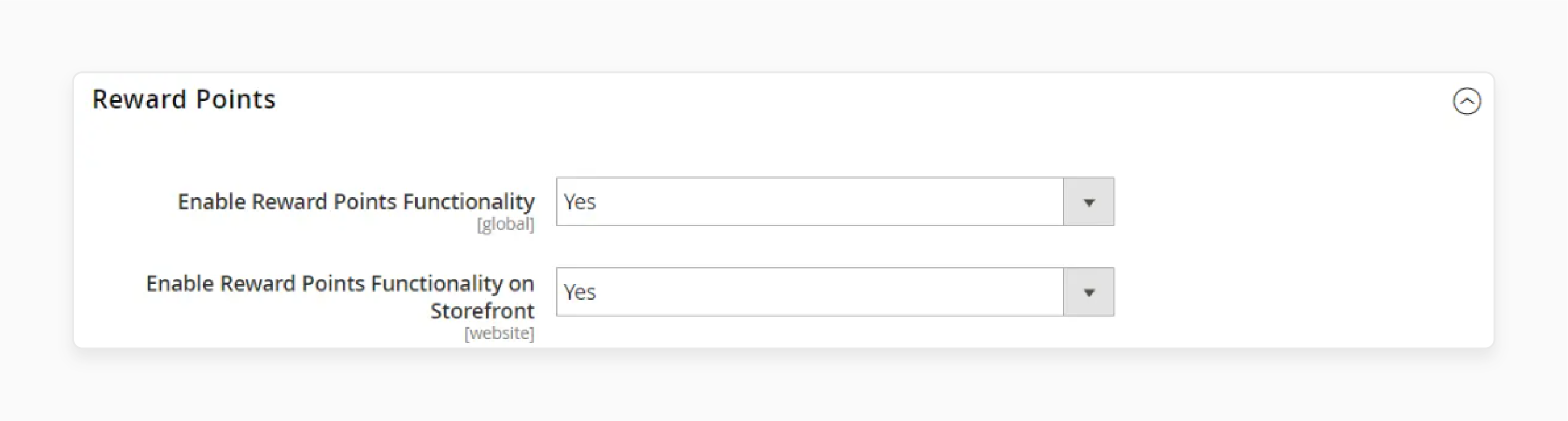 admin panel settings to activate magento reward points on storefront