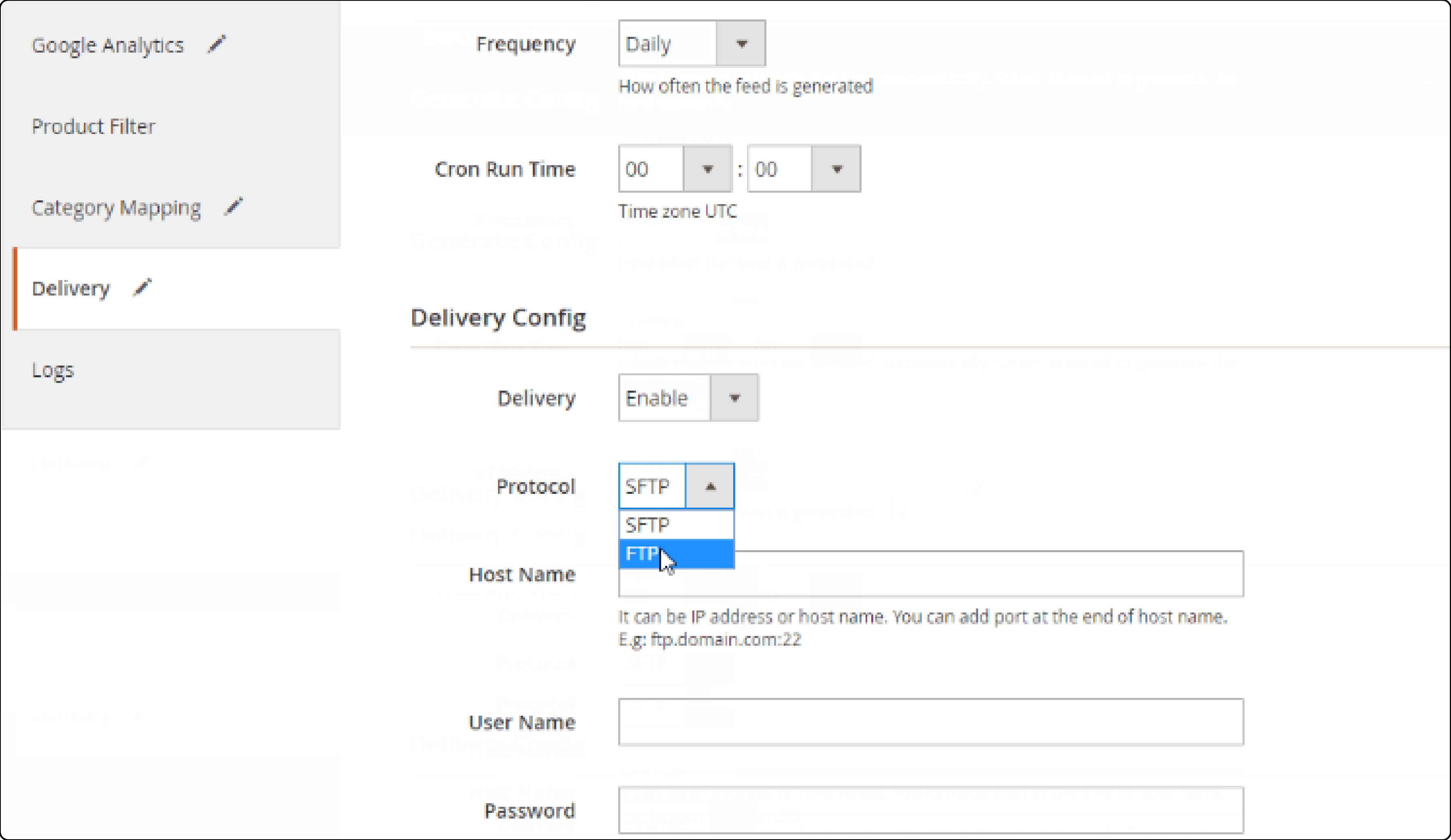 SFTP or FTP Delivery Protocol in Magento Google Shopping Feed