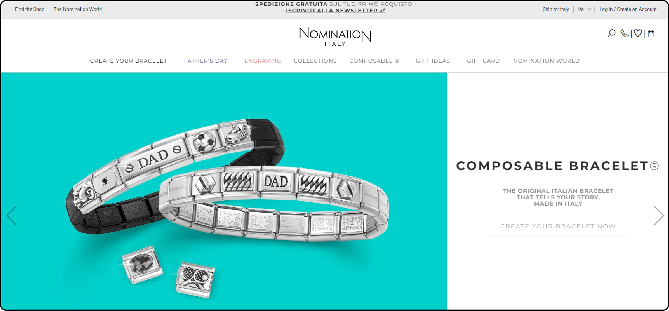 Nomination's Magento store with jewelry customization options
