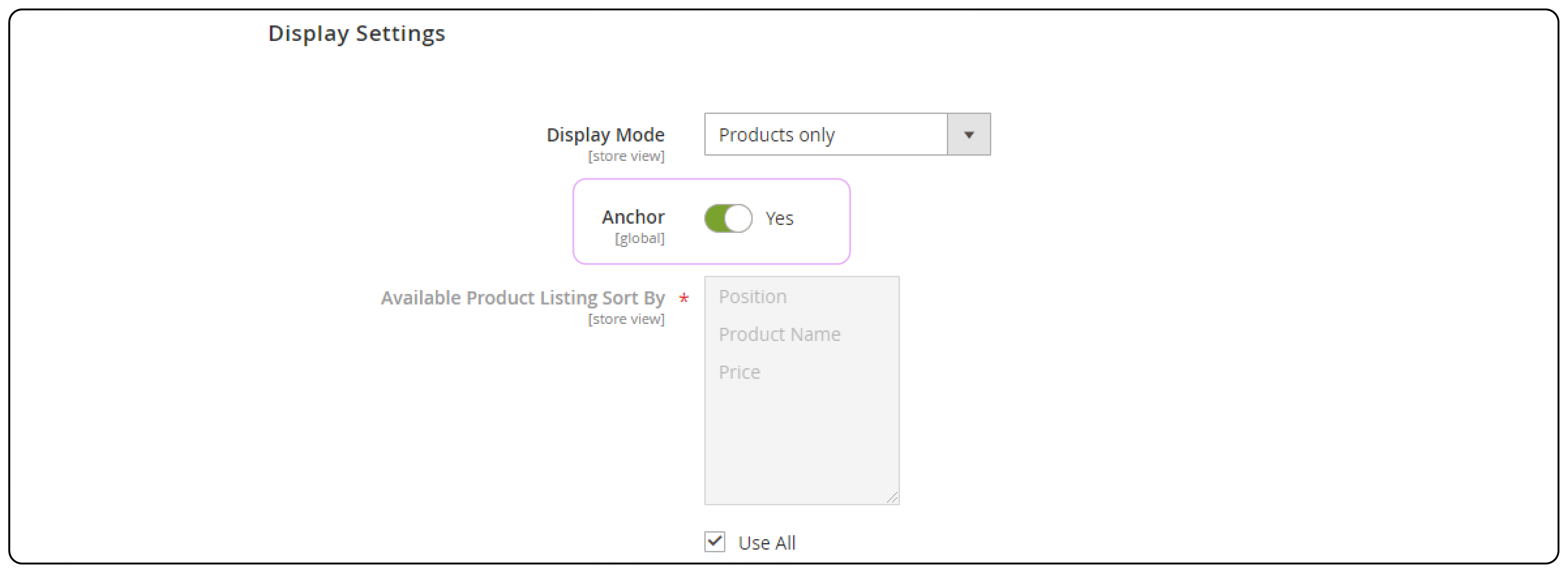 Enable Layered Setting for Category