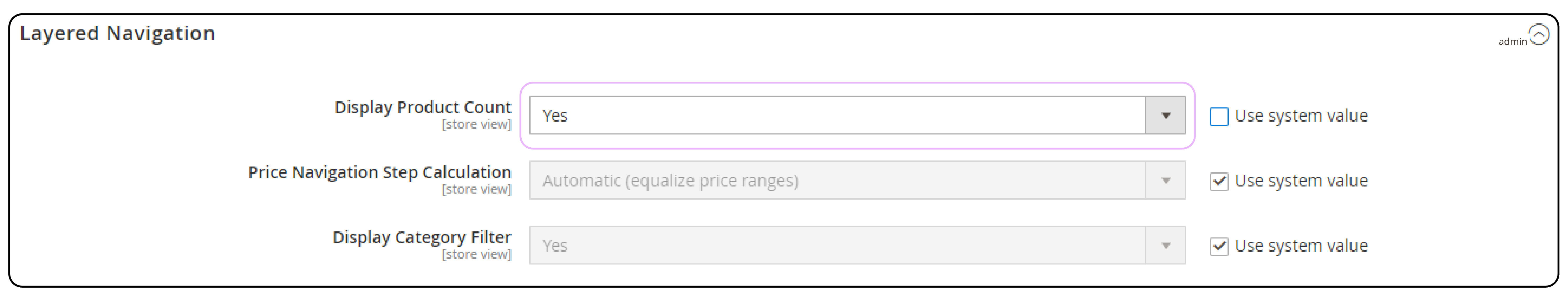 Product Setting Configuration