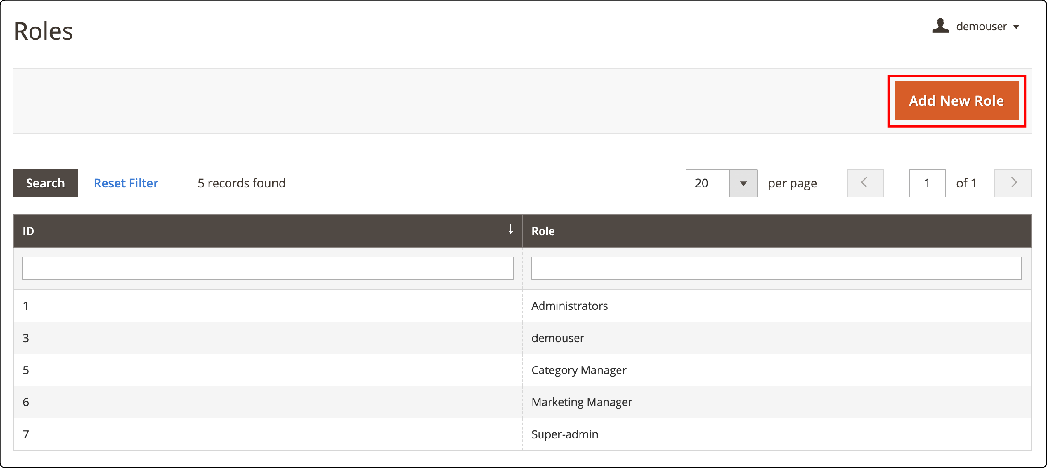 Setting up user roles for Magento Advanced Permissions