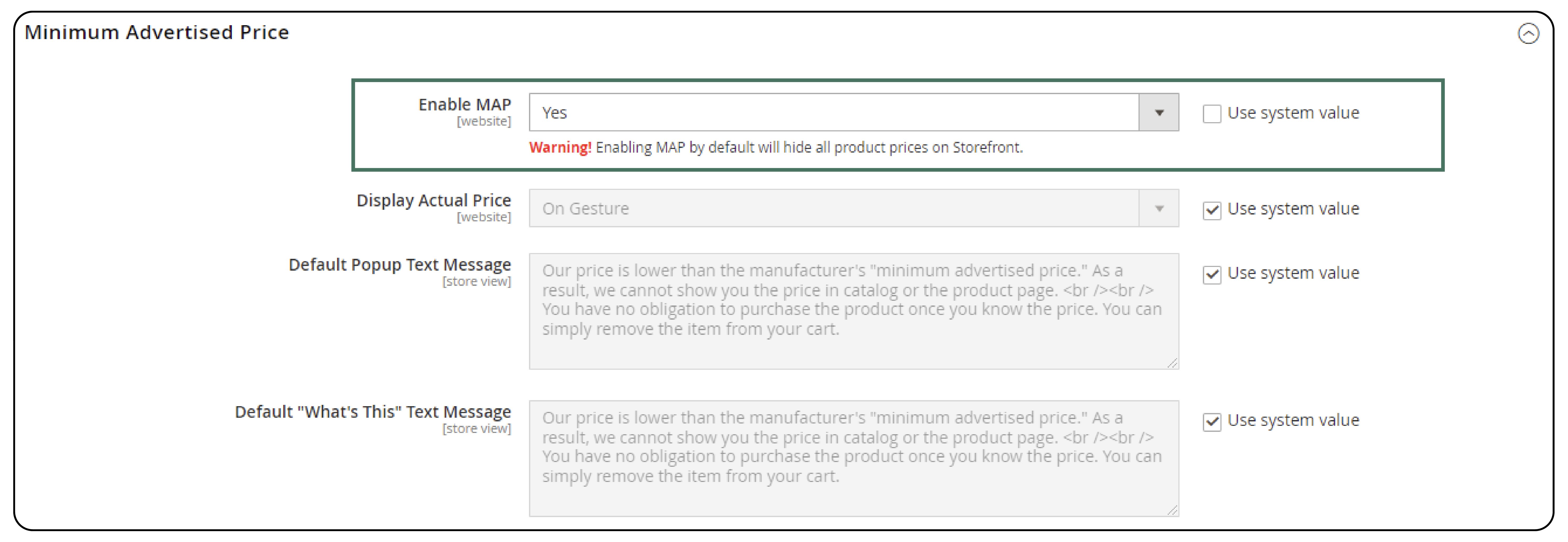 Enable Minimum Advertised Price