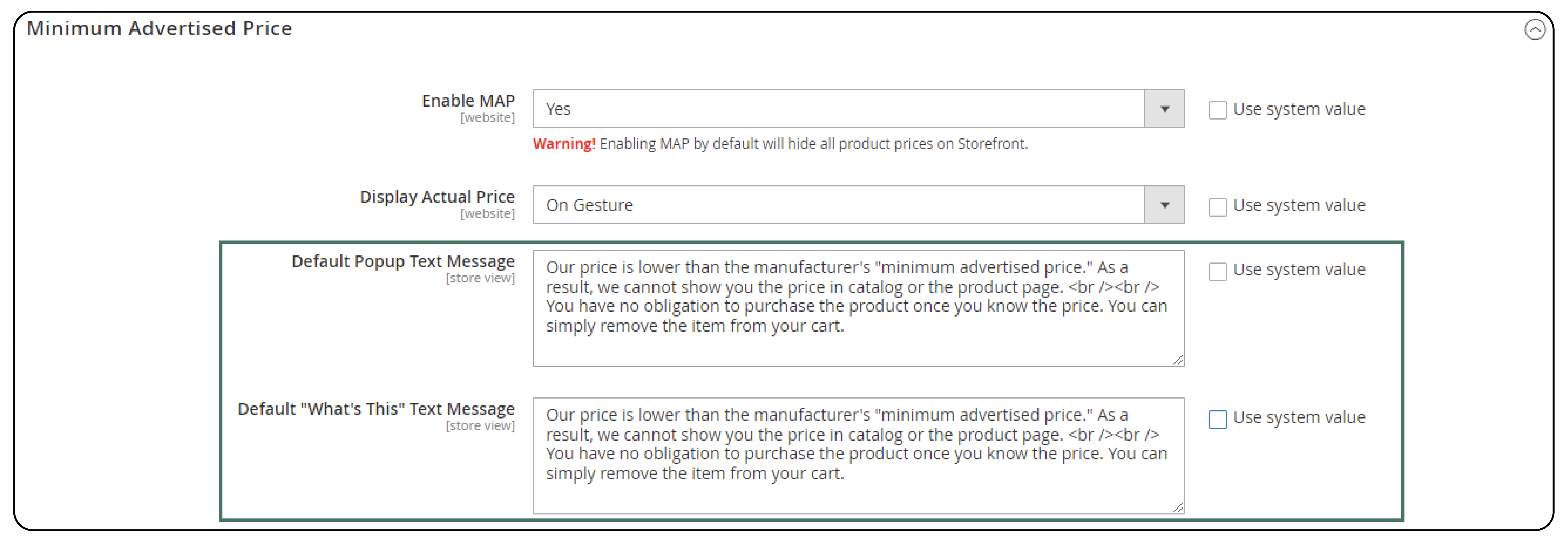 Set up Minimum Advertised Price Configuration