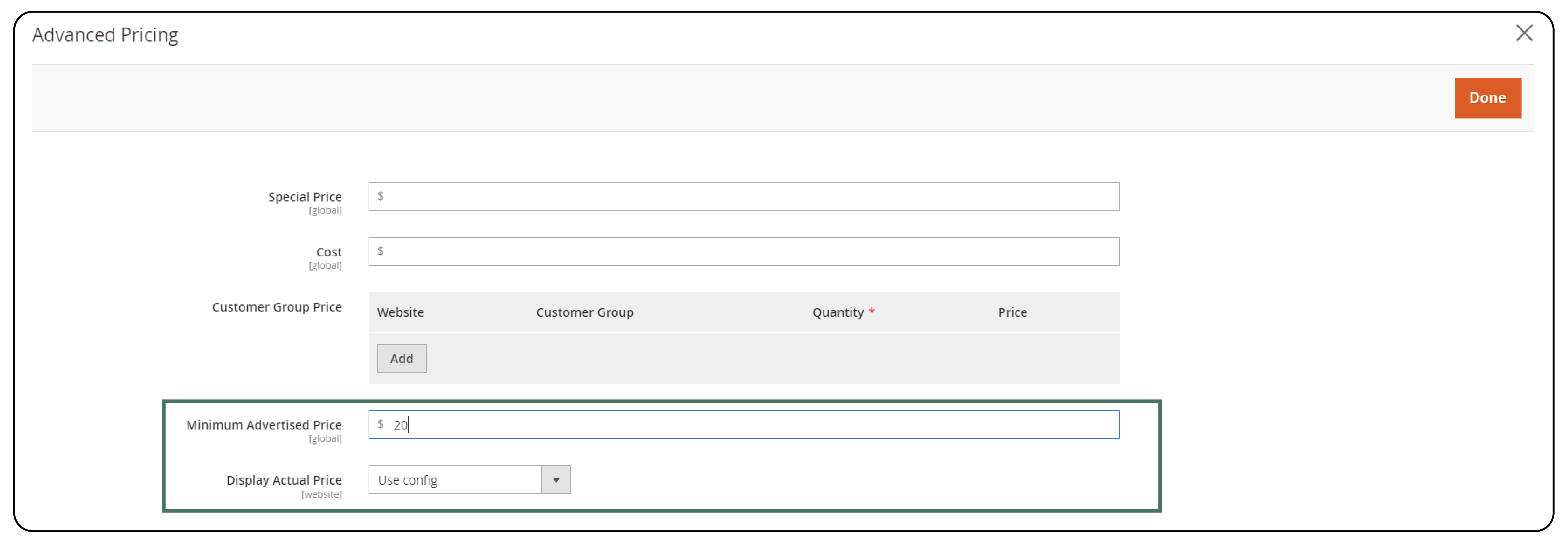 Configure Display Actual Price