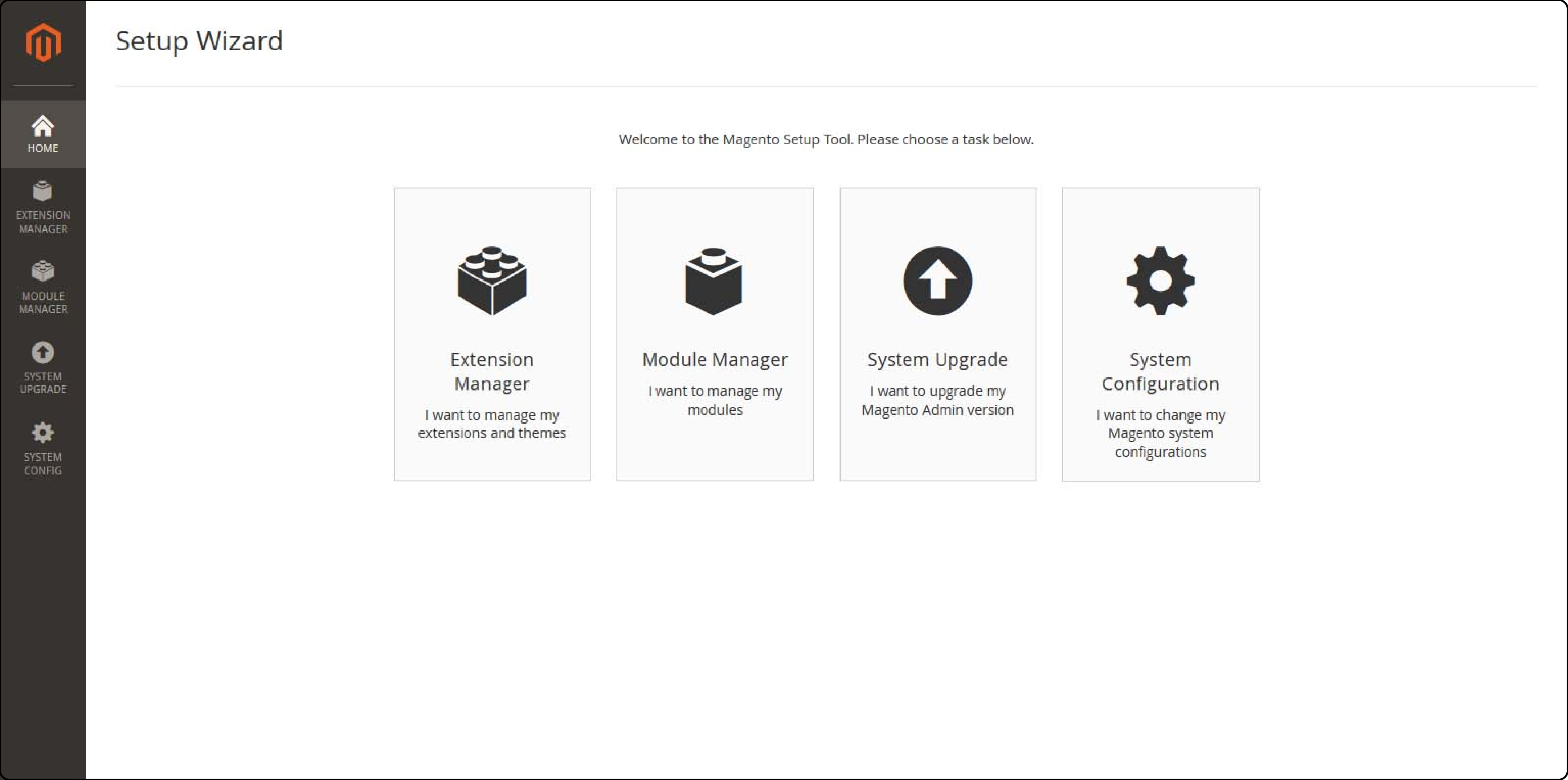 Navigating to Setup Wizard to install Magento wallet