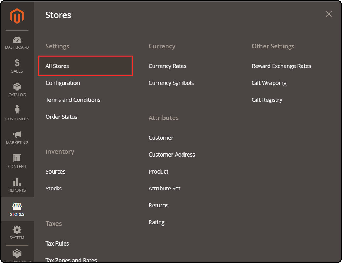 Navigating to All Stores in Magento 2 Root Category 