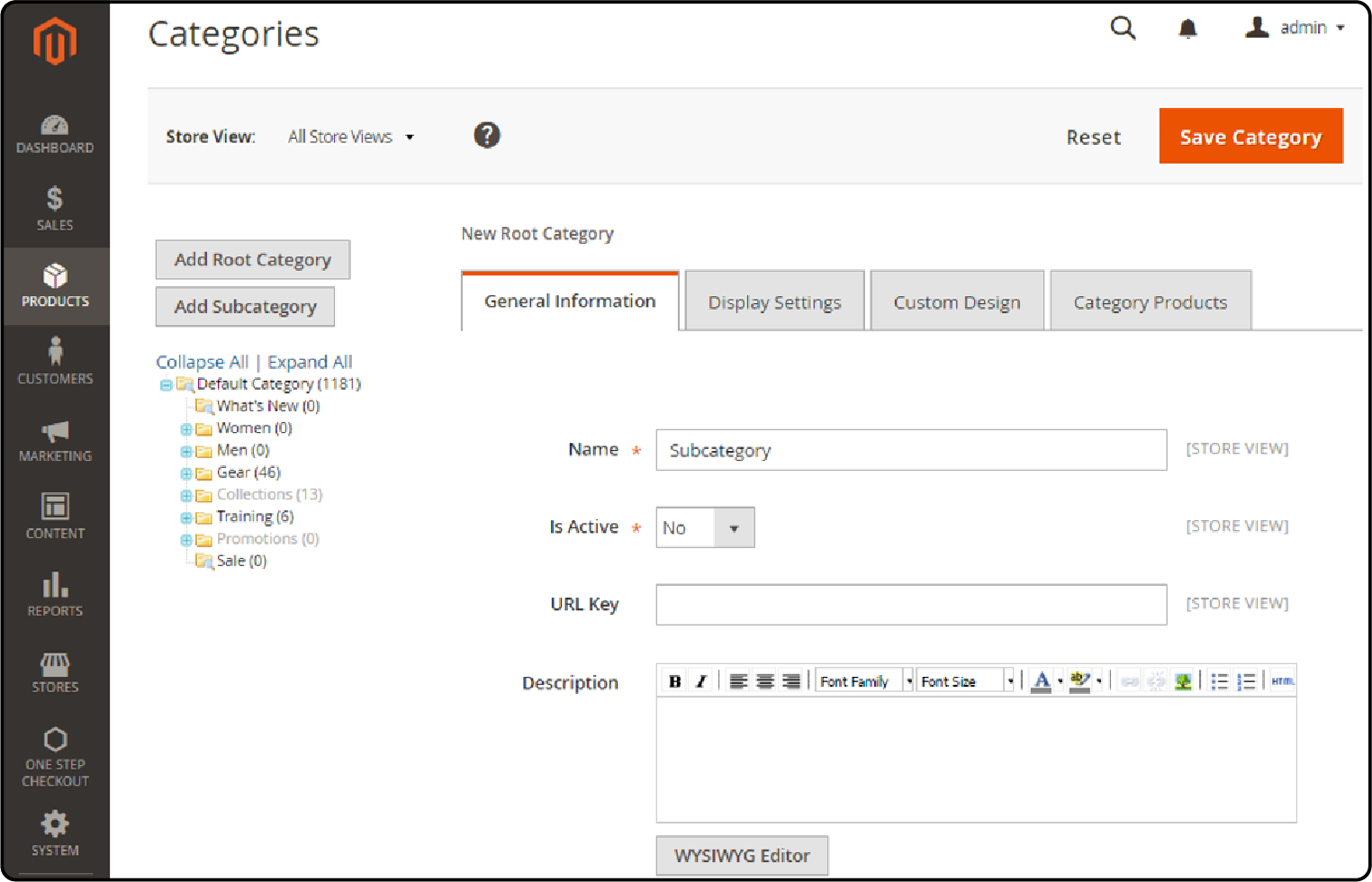 Creating Subcategories in Magento 2 Root Category