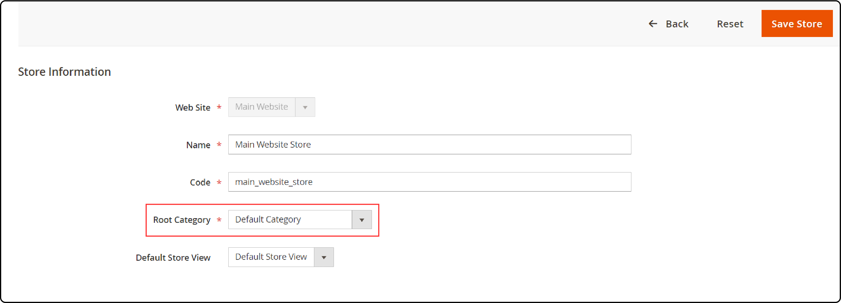 Activating New Magento 2 Root Category