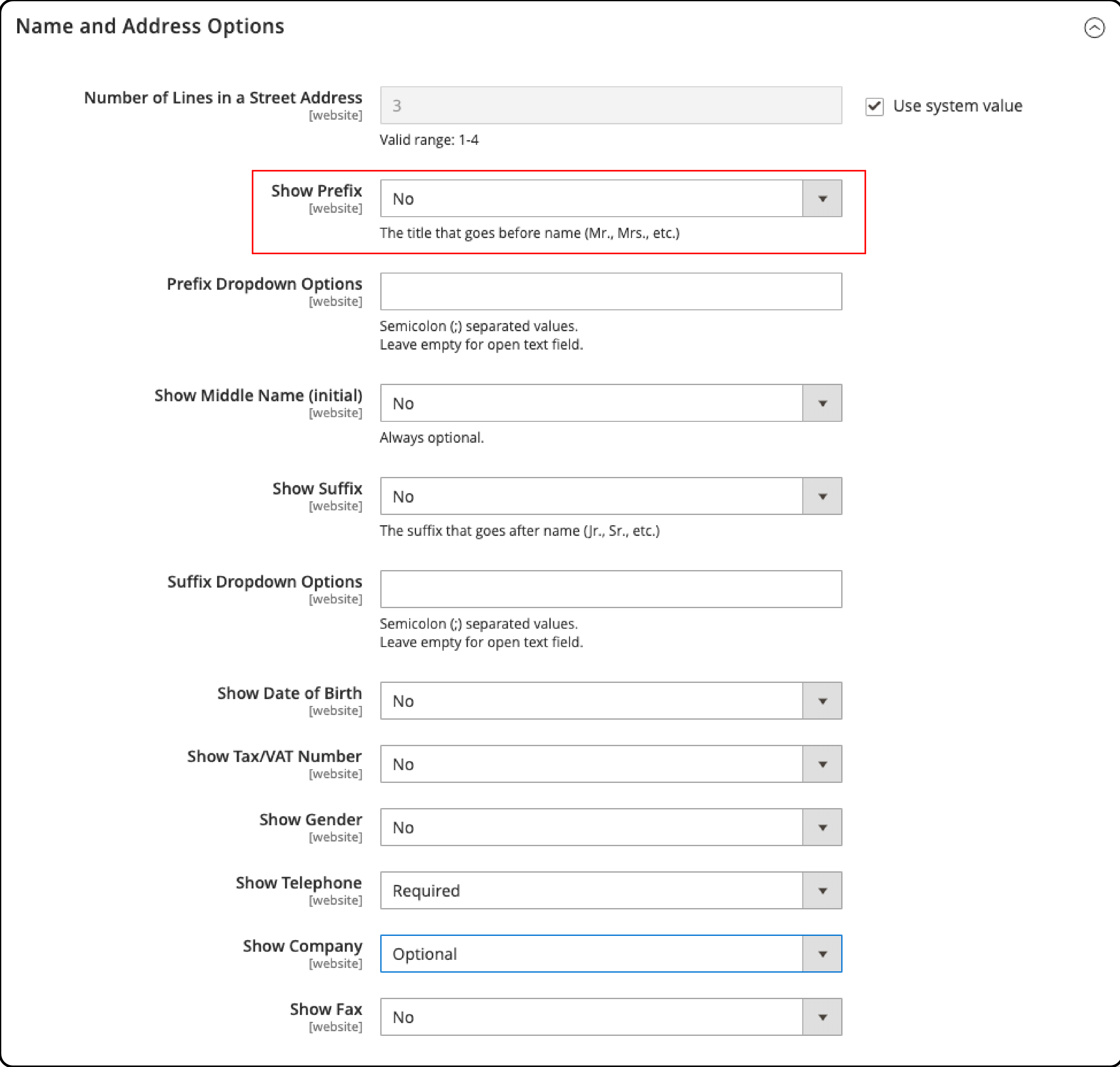 Step 6: Show Prefix Field