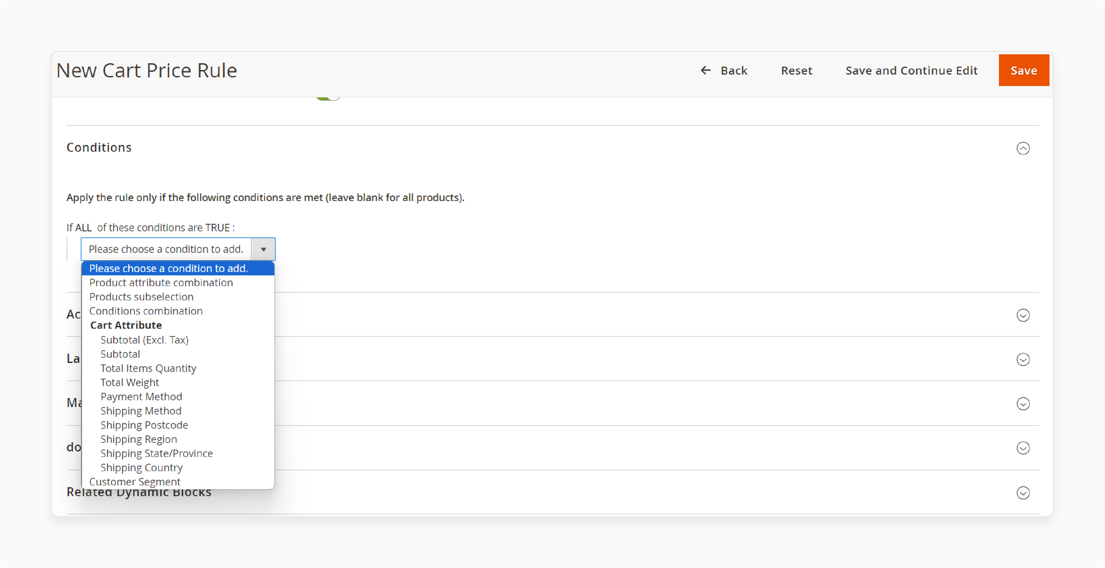 Set the Conditions for Rule Trigger in Magento 2 Backend for Buy X Get Y Free Promotions Setup