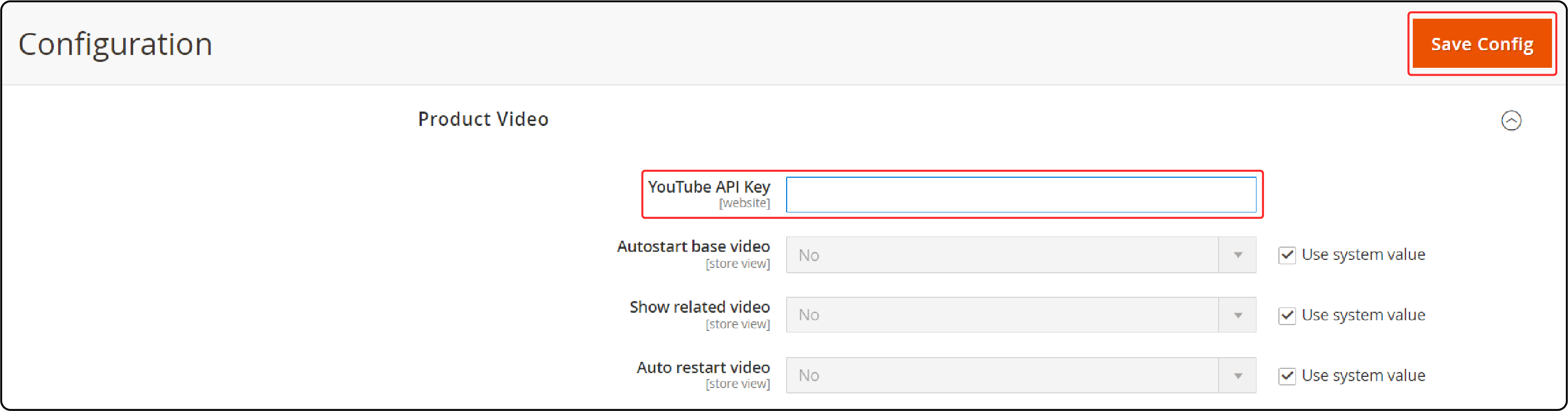 Input the Magento 2 YouTube API Key