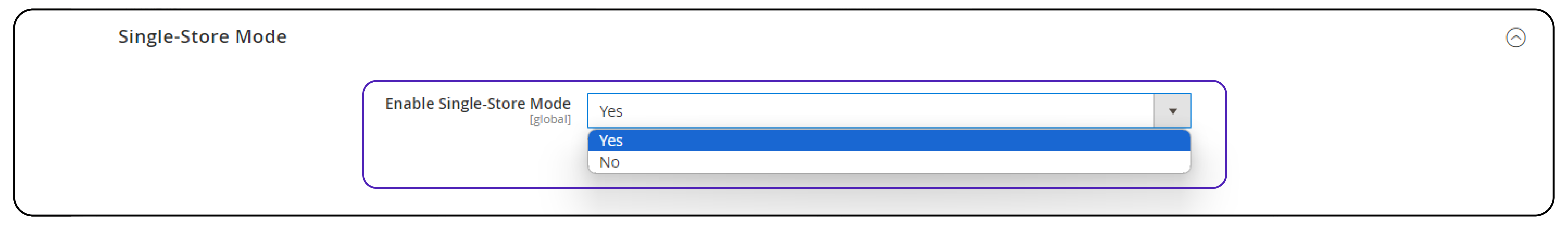 Step 2 for Magento 2 Single Store Mode activation: Single-Store Mode Setting