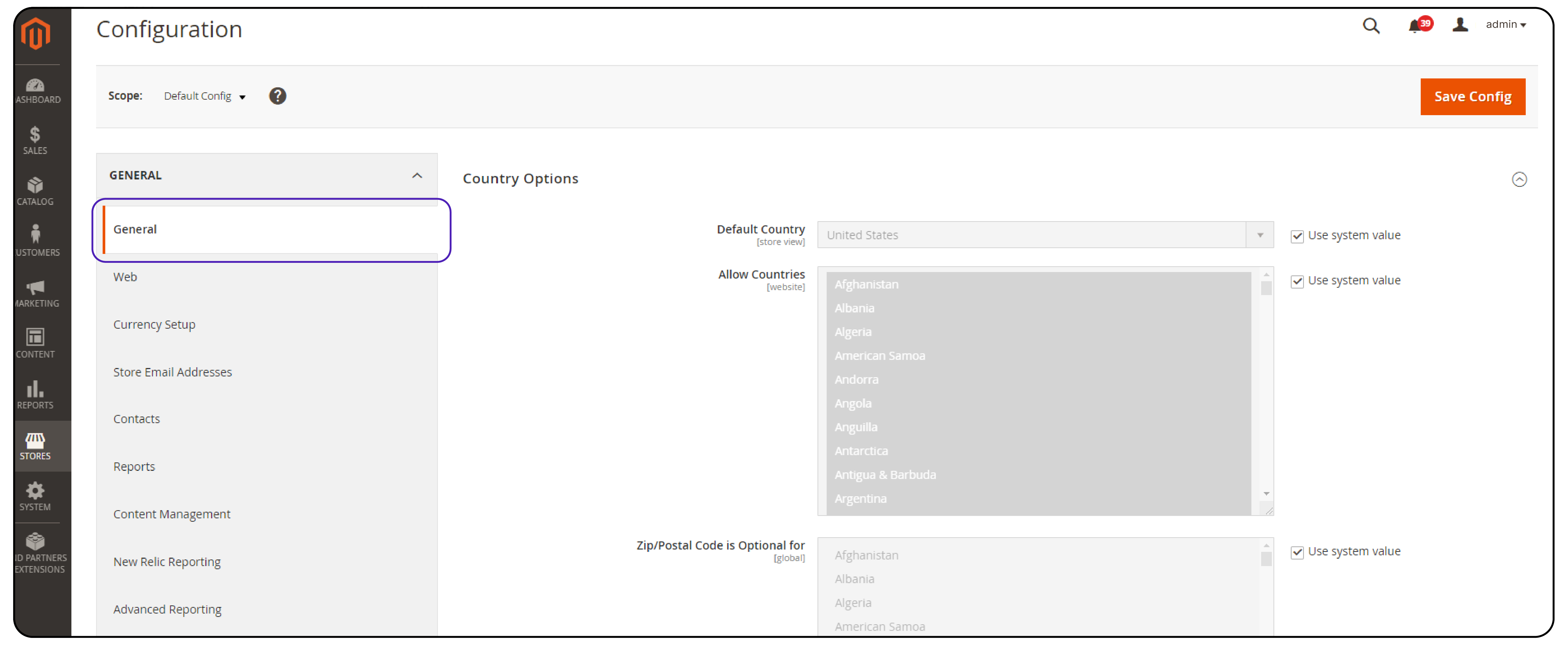 Step 1 to activate Single Store Mode in Magento 2: Accessing Admin Settings