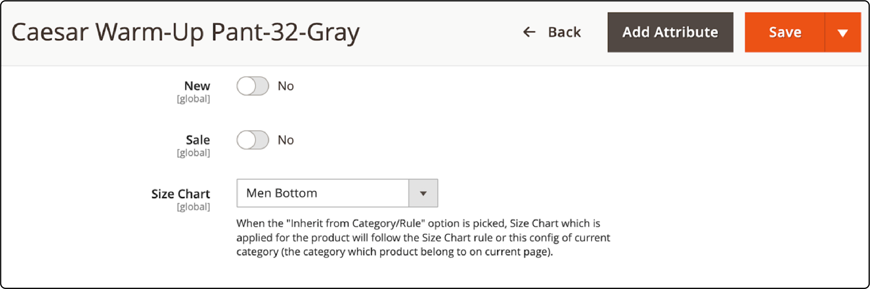Display settings for Magento 2 size chart