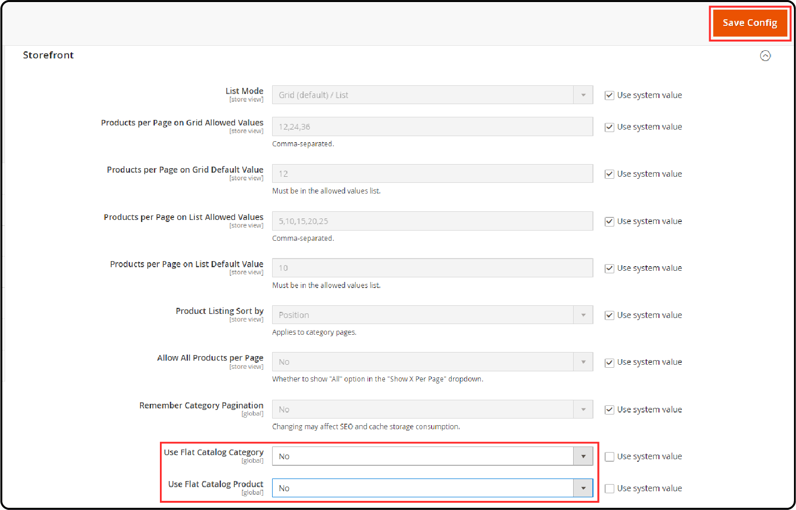 Restoring Original Configuration-set Use Flat Catalog Category and Use Flat Catalog Product to No and save changes