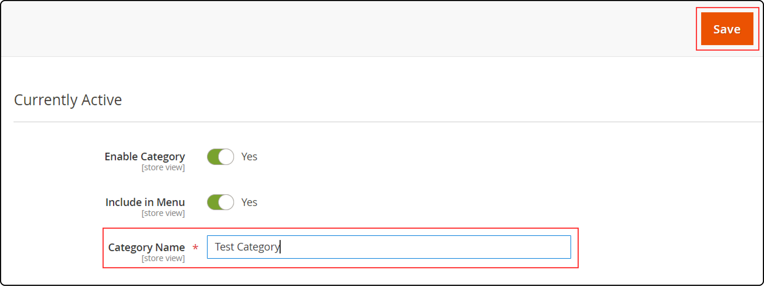 Verify for a category-enter Test Category and Save