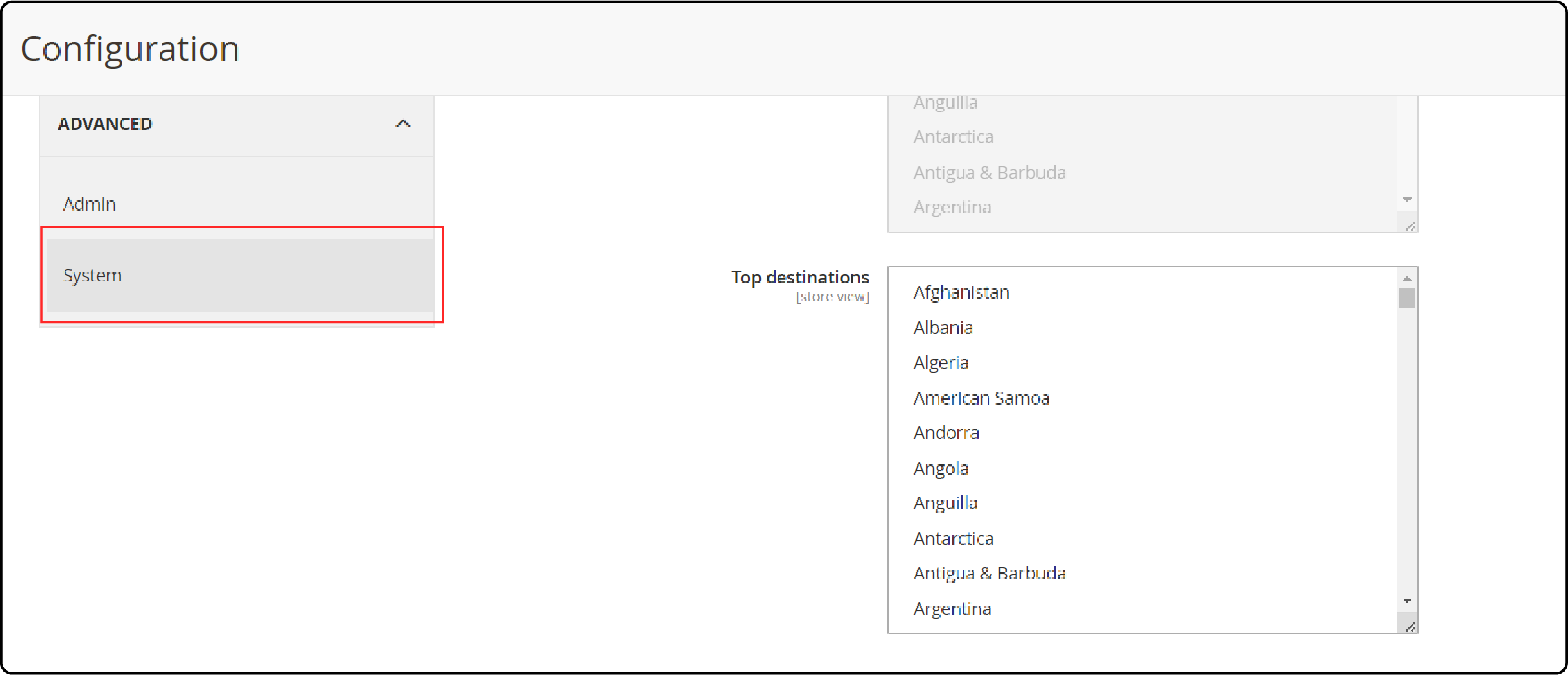 Configure the Adobe Stock integration- expand advance section and choose system