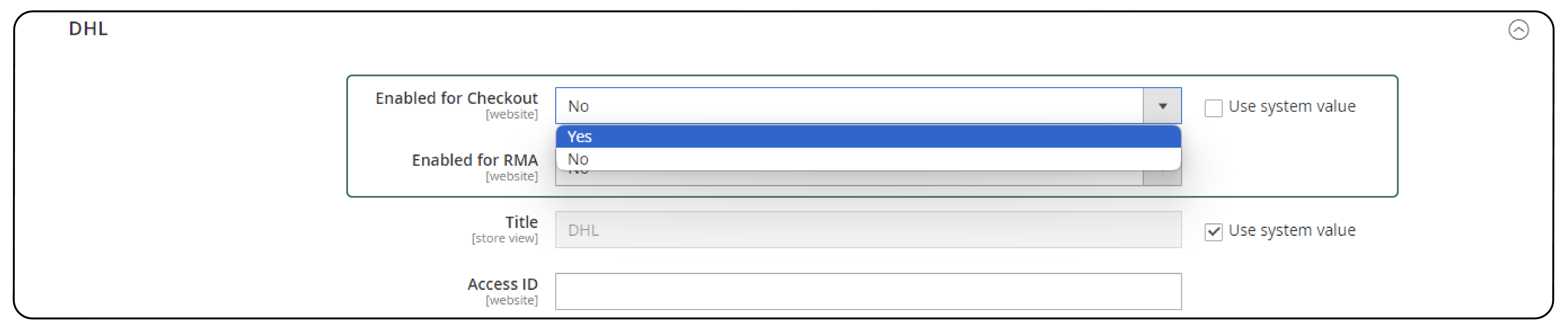 Image shows Setting Up DHL Shipping in Magento 2-Step 3