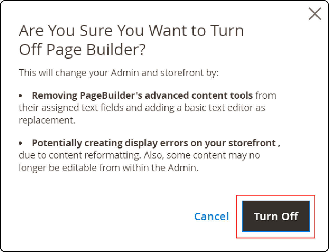 Disabling Adobe Commerce Page Builder