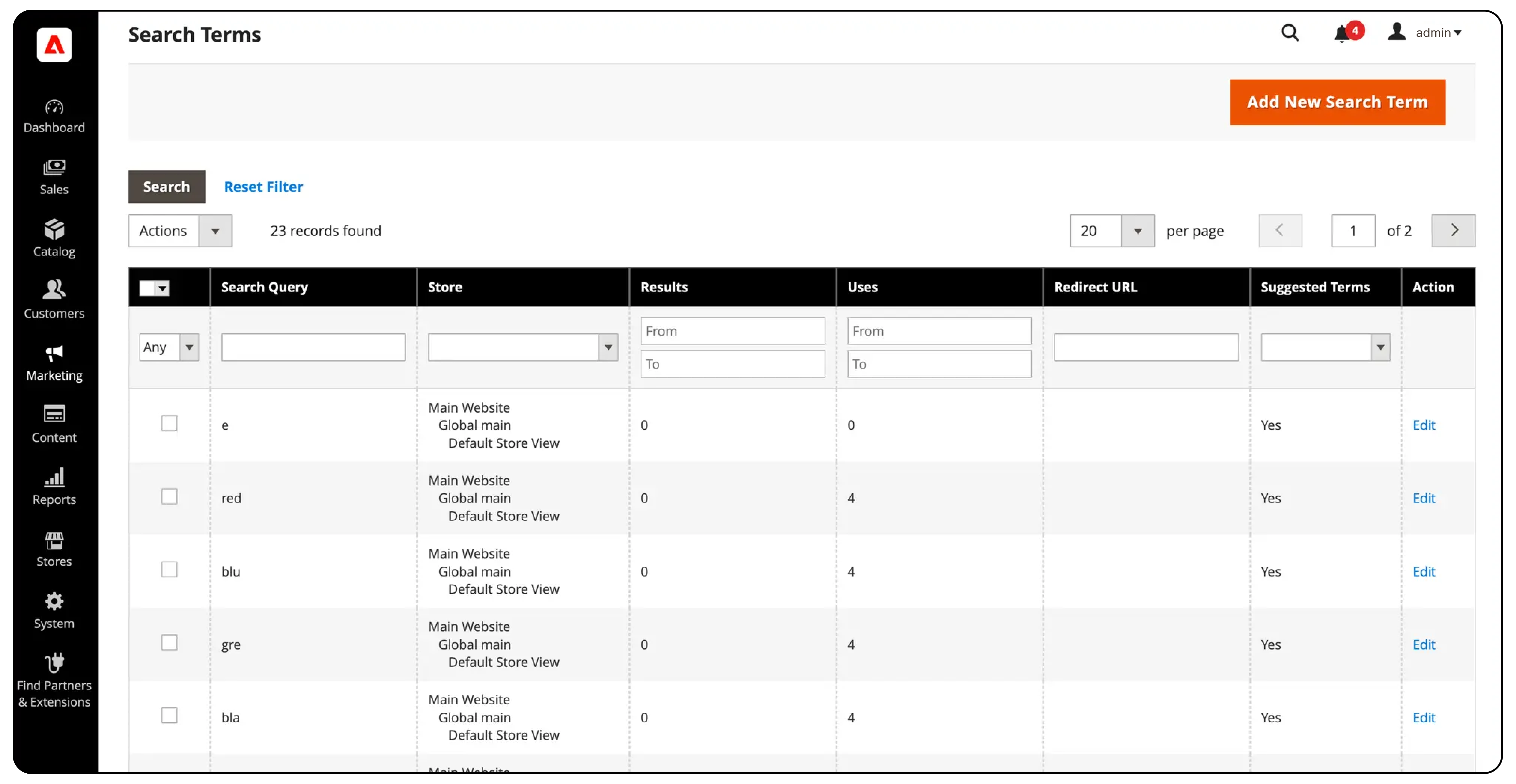 Steps to Access, Manage, and Configure Search Terms