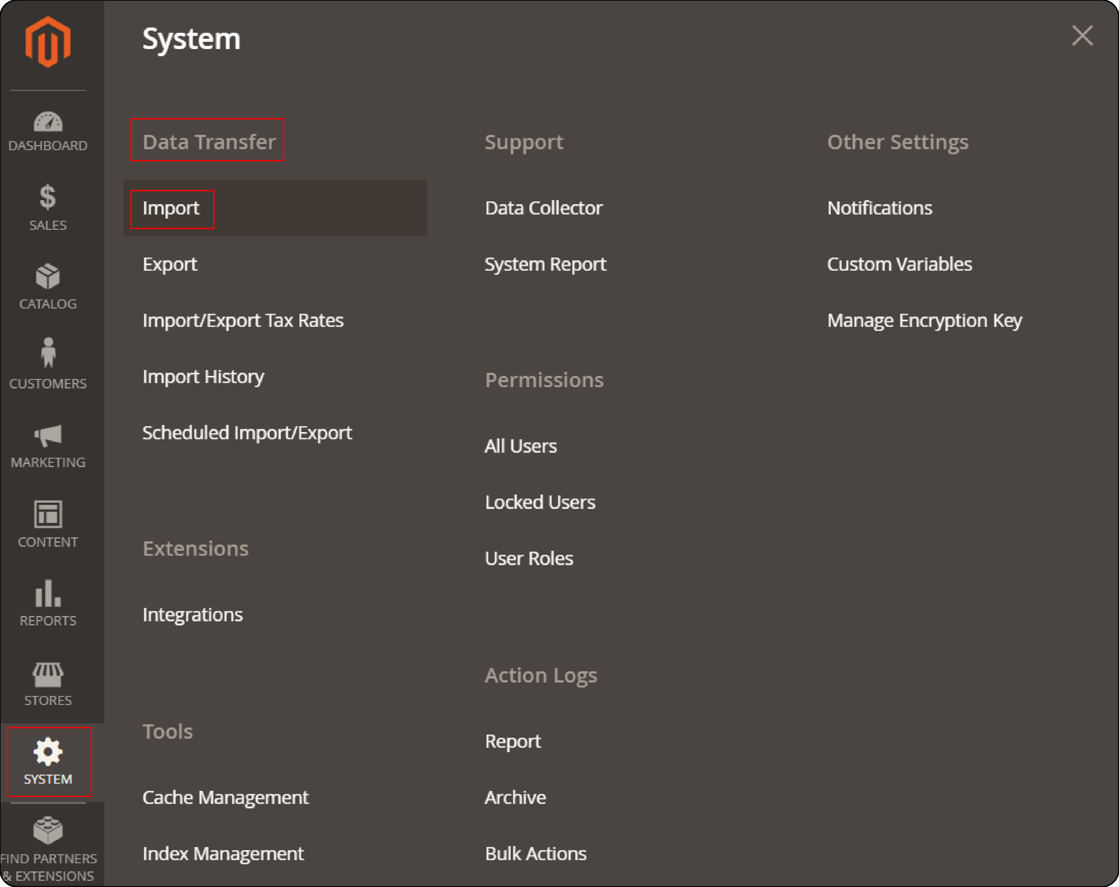 Magento 2 import interface in the admin panel for updating product data