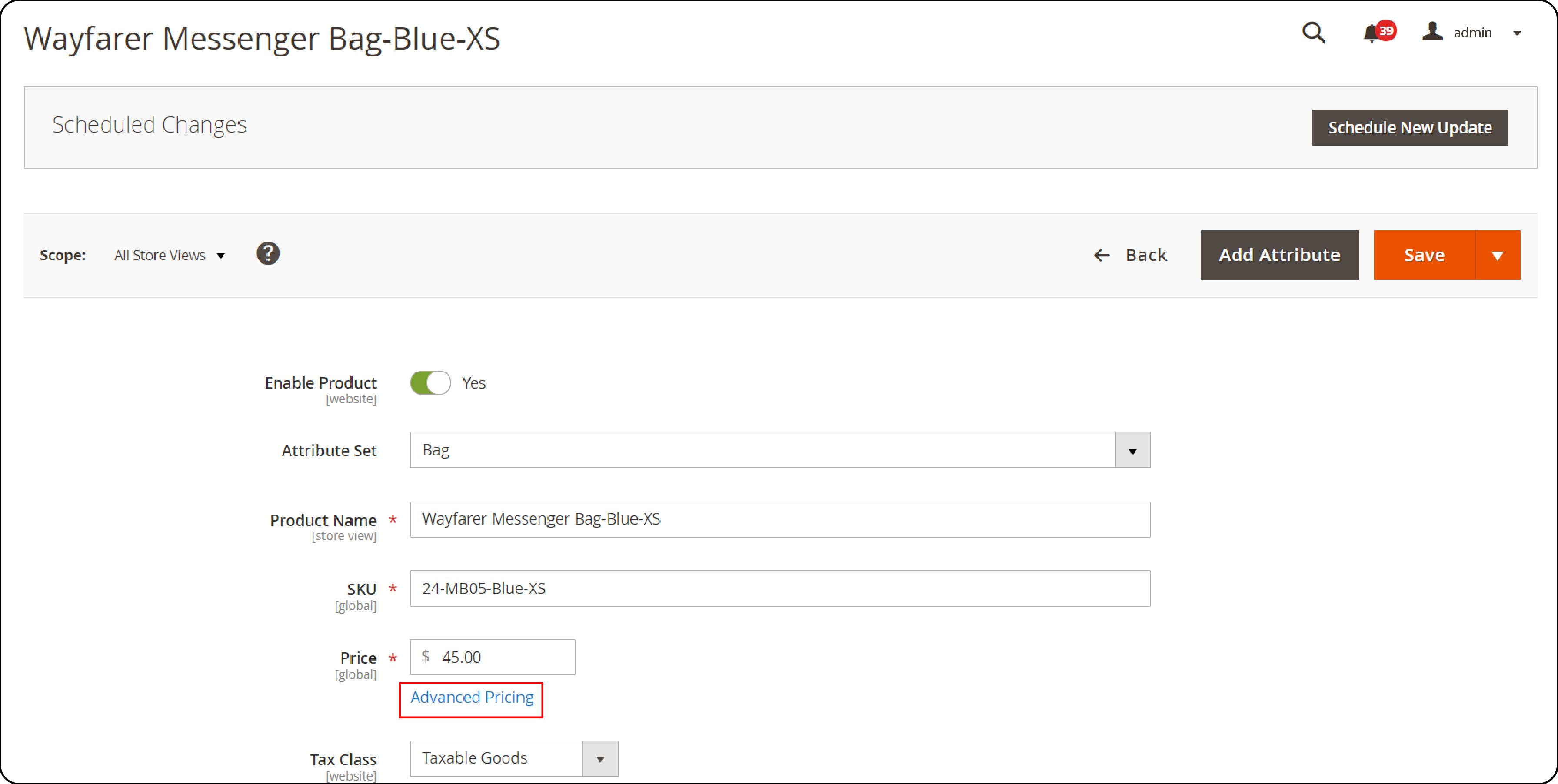 Selecting advanced pricing for individual product variations in Magento 2