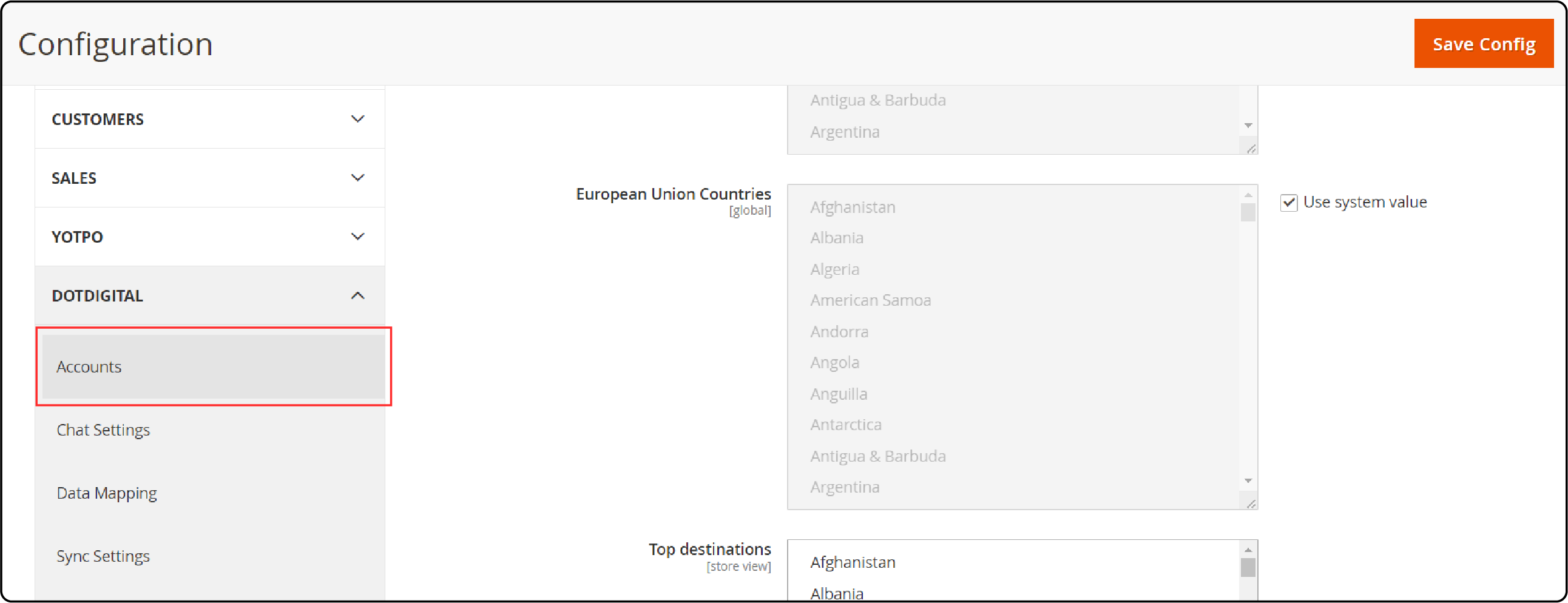 Navigate to DOTDIGITAL and Choose Accounts