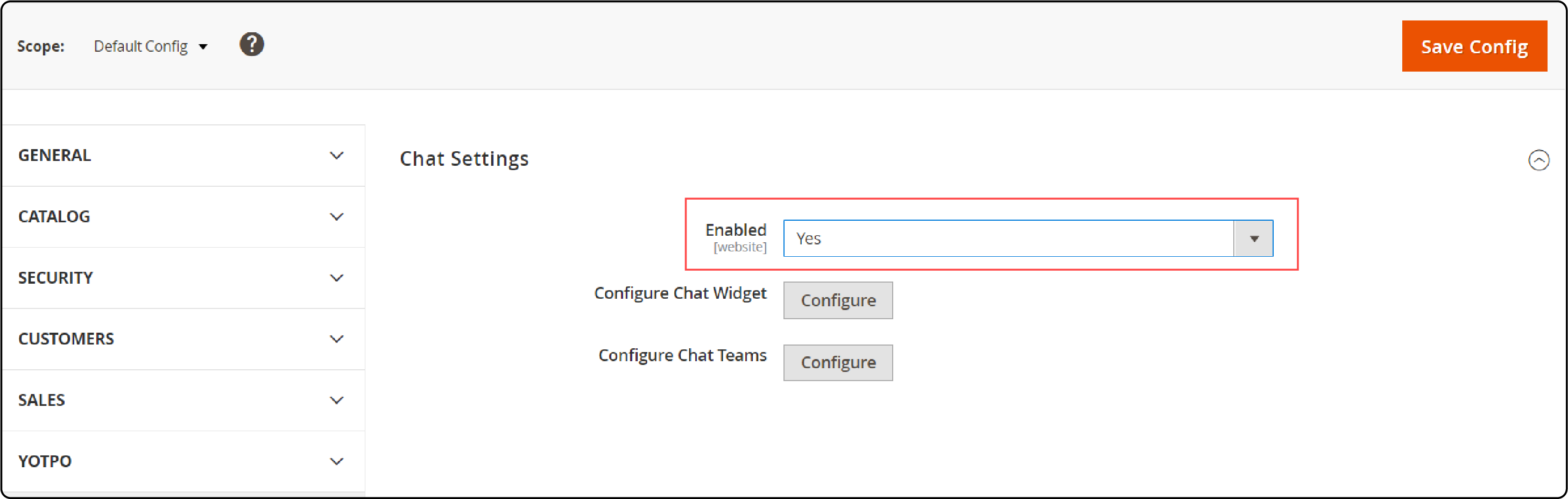 Switch Enabled to Yes, then Save Config