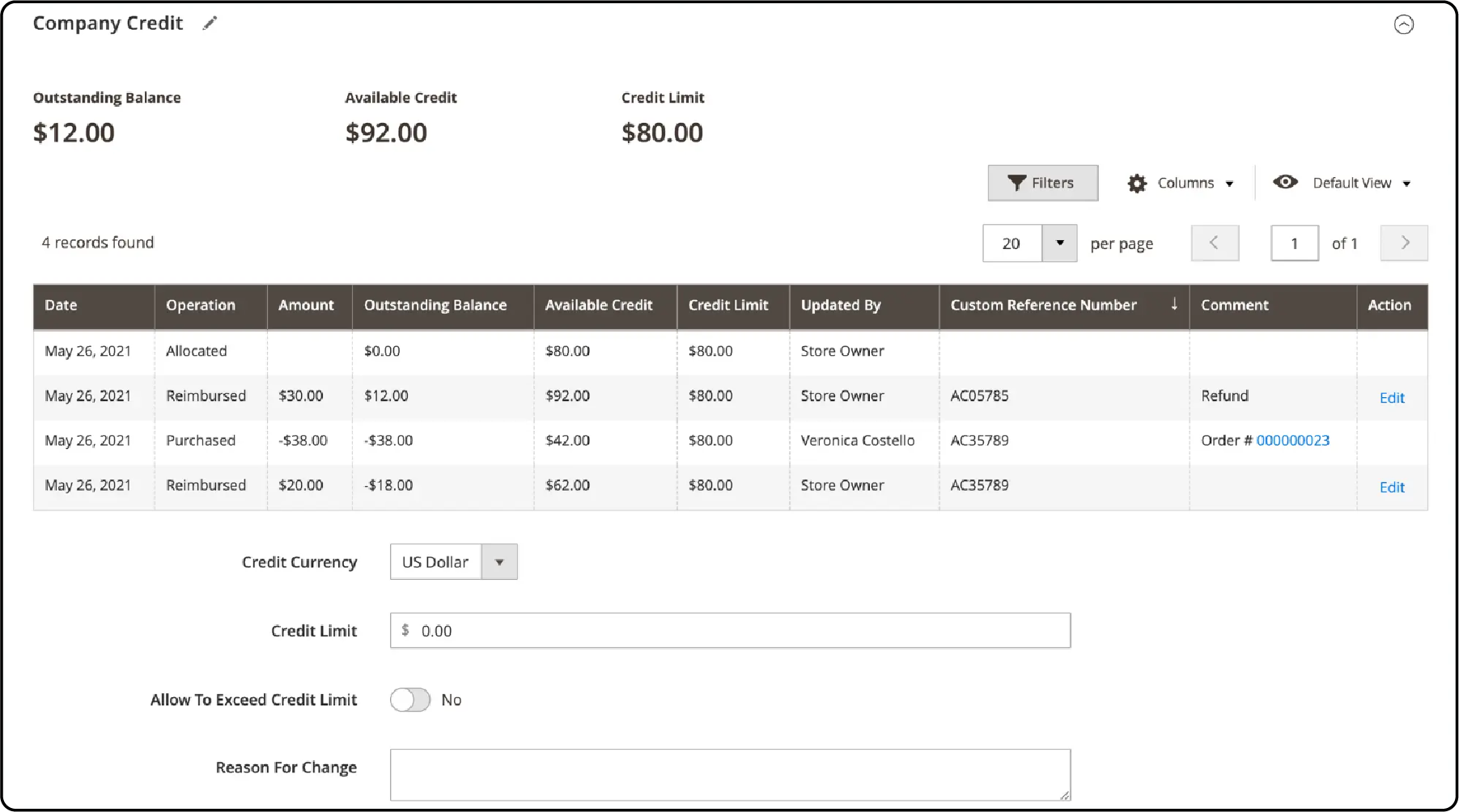 Edit a Reimbursement-Open company profile in Edit mode