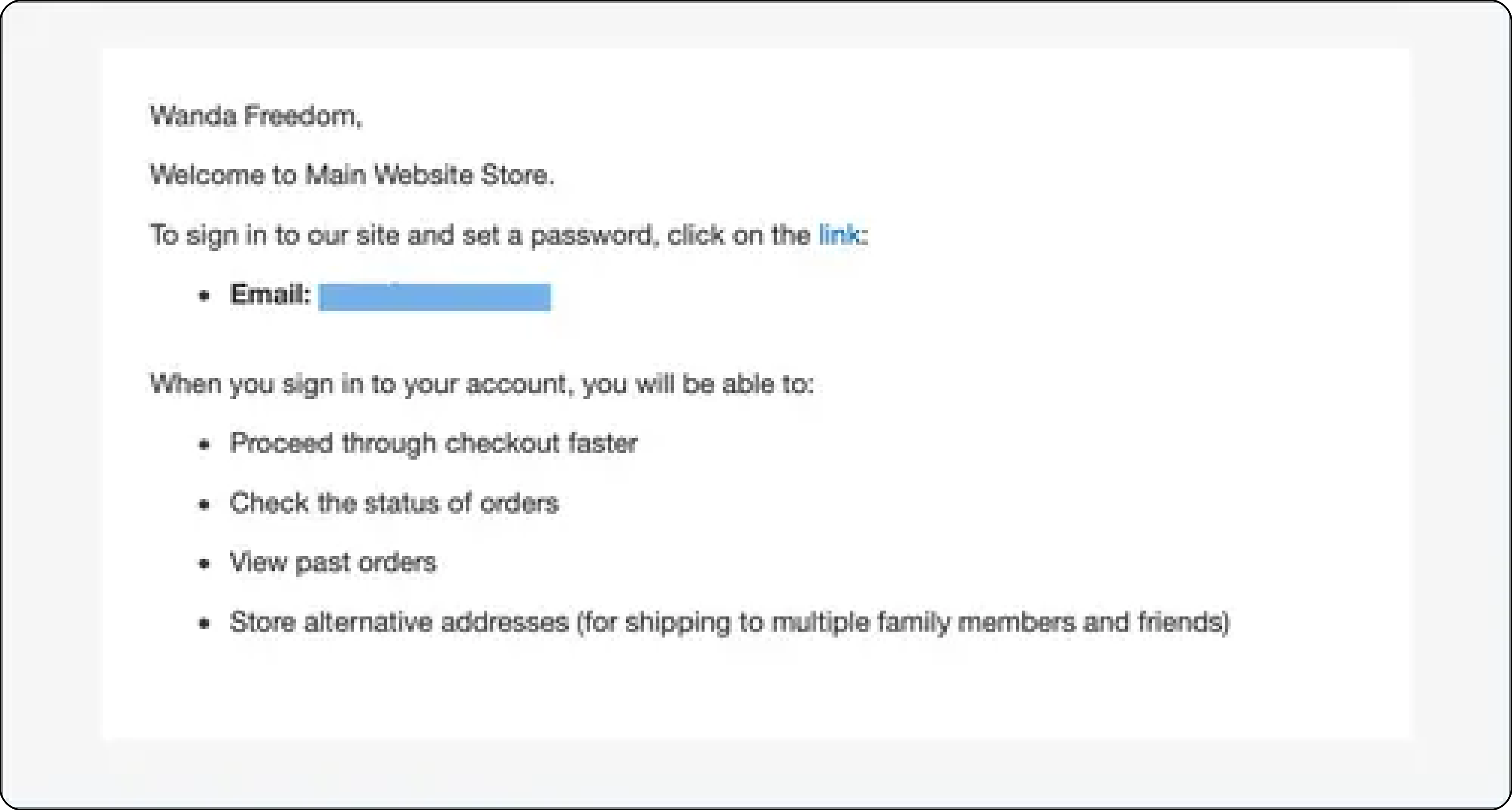 Method 1 Customer creates the account from the storefront-email notification