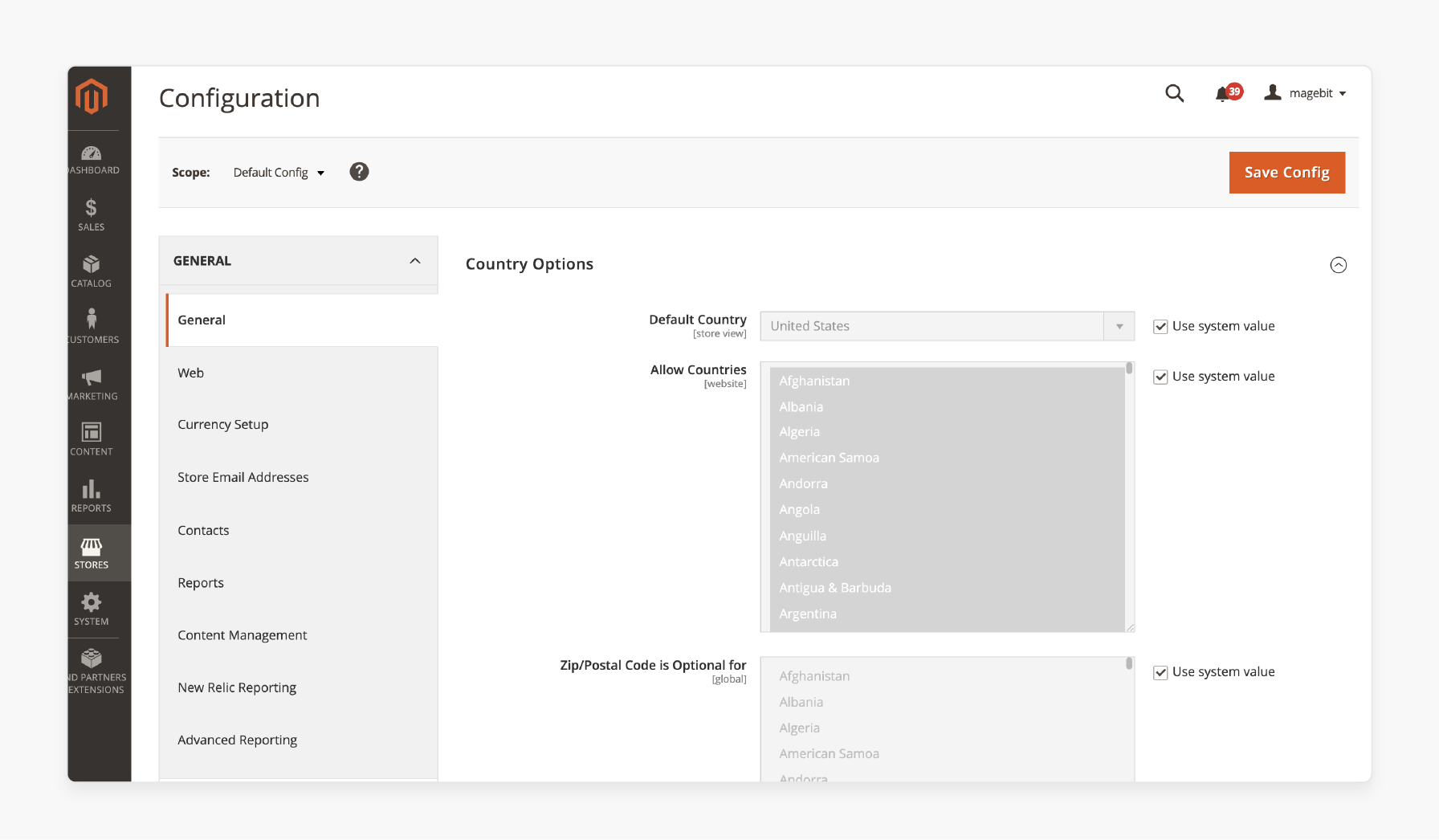 Go to configuration settings in Magento 2 Change Invoice PDF Logo